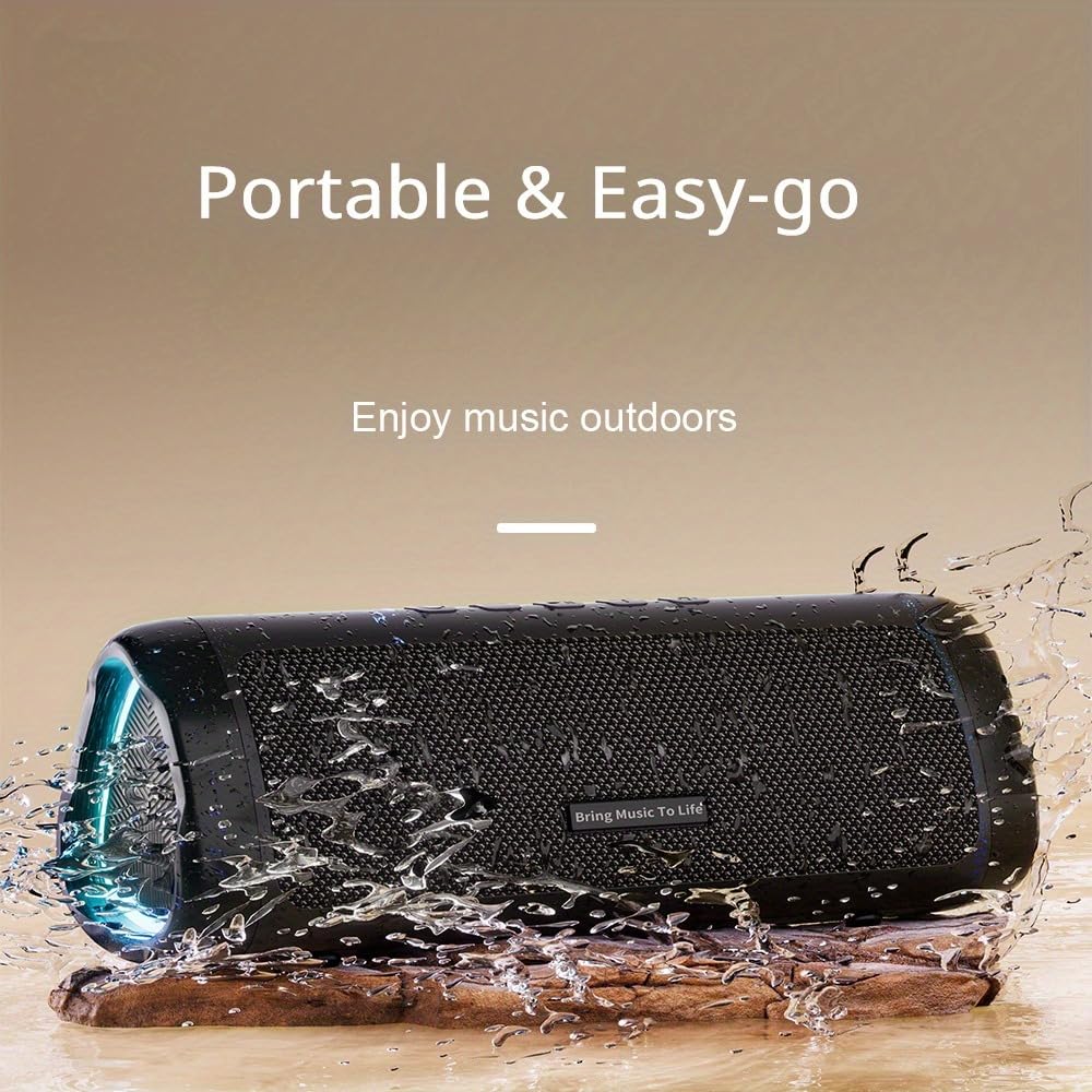 Portable Bluetooth Speaker with Lights, Powerful Crystal Clear Sound, IPX5 Waterproof, All Day Playtime, AUX&TF-Card Input, Bluetooth 5.3, TWS Paring, Small Wireless Speaker for Outdoor, Gift Ideas