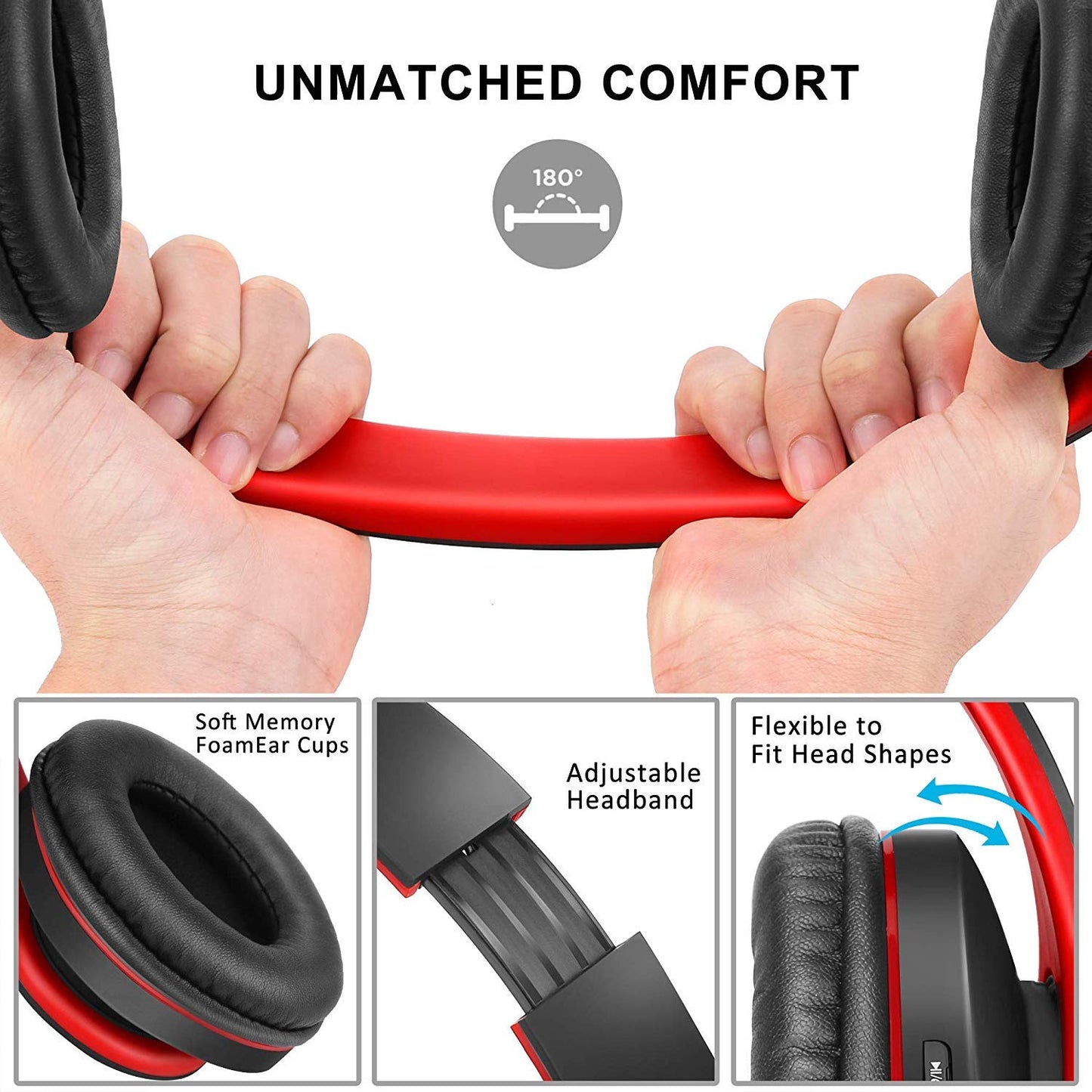 zihnic Bluetooth Headphones Over Ear, Foldable Wireless and Wired Stereo Headset Micro SD/TF, FM for iPhone/Samsung/iPad/PC/TV,Soft Earmuffs &Light Weight for Prolonged Wearing (Gold)
