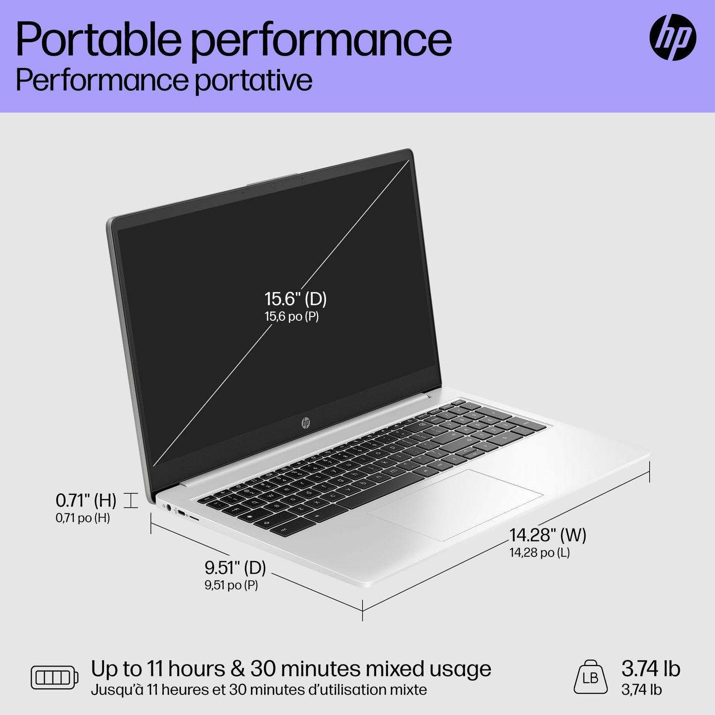 HP Chromebook Plus 15.6 inch Laptop, Full HD Display, Intel Core i3-N305, 8 GB RAM, 256 GB UFS, Intel UHD Graphics, Chrome OS, 15a-nb0006ca