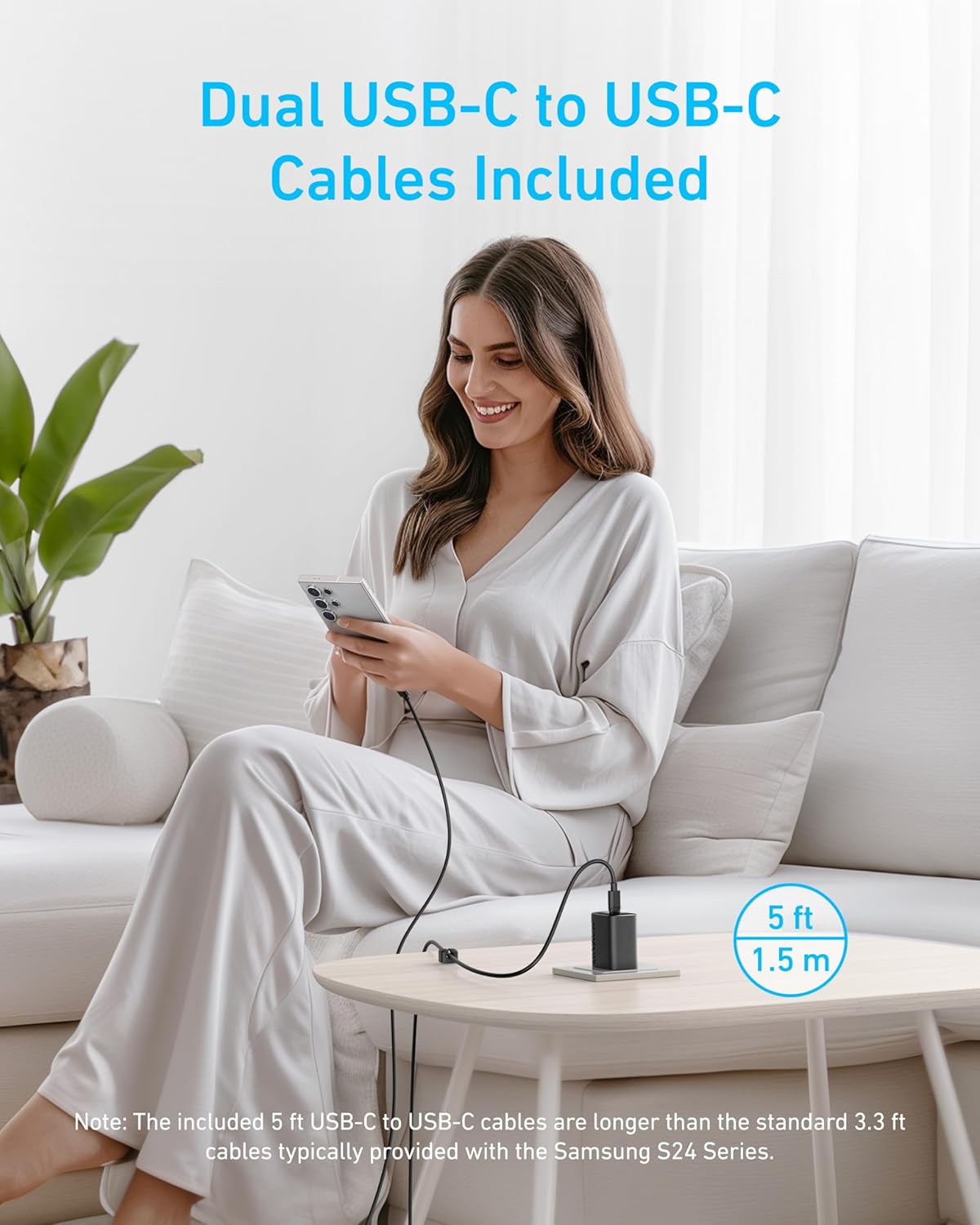 Anker 45W USB C Charger Block, PPS Fast Charger with USB-C Cable for iPhone 17/16/15 and More Series, iPad, Galaxy S24 Ultra (2-Pack 5 ft Cable Included)