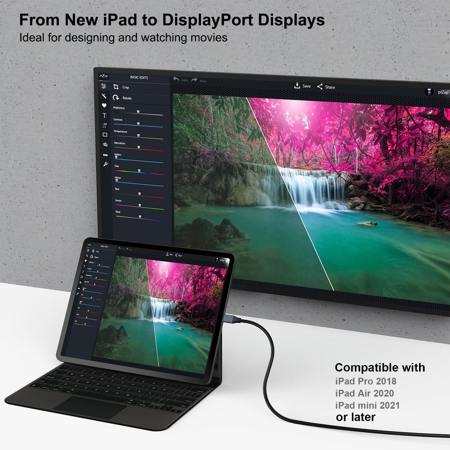BENFEI USB-C to DisplayPort 6 Feet Cable(8K@60Hz 4K@144Hz), USB Type-C to DisplayPort Cable [Thunderbolt 3/4 Compatible] with iPhone 15 Pro/Max, MacBook Pro/Air 2023, iPad Pro, iMac, S23, XPS 17