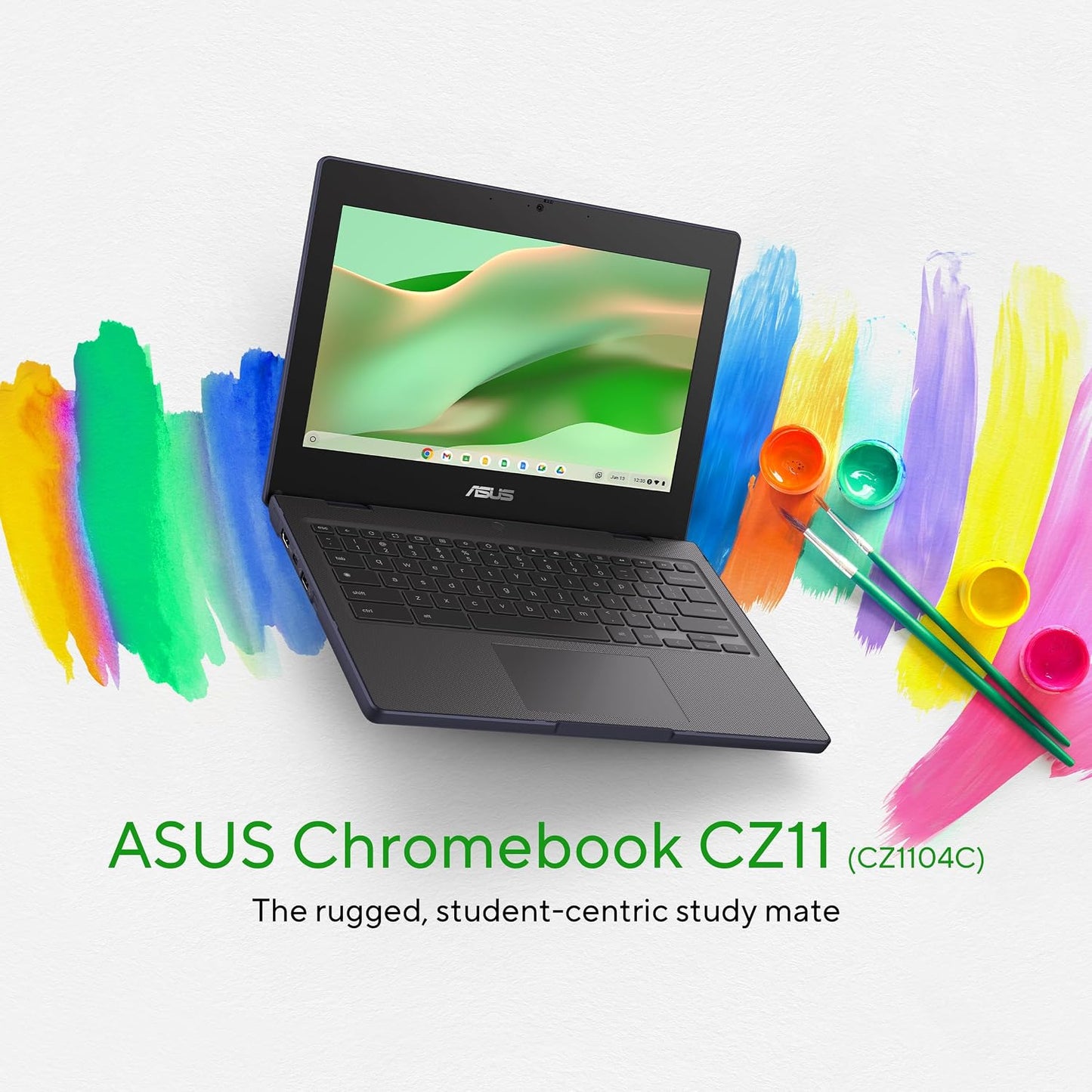 ASUS Chromebook Laptop, 11.6" HD Display, MediaTek Kompanio 520, 4GB RAM, 64GB Storage, Spill Resistant Keyboard, HD Camera with Privacy Shutter, Antimicrobial Guard, ChromeOS, CZ1104CM2A-AS01-CB