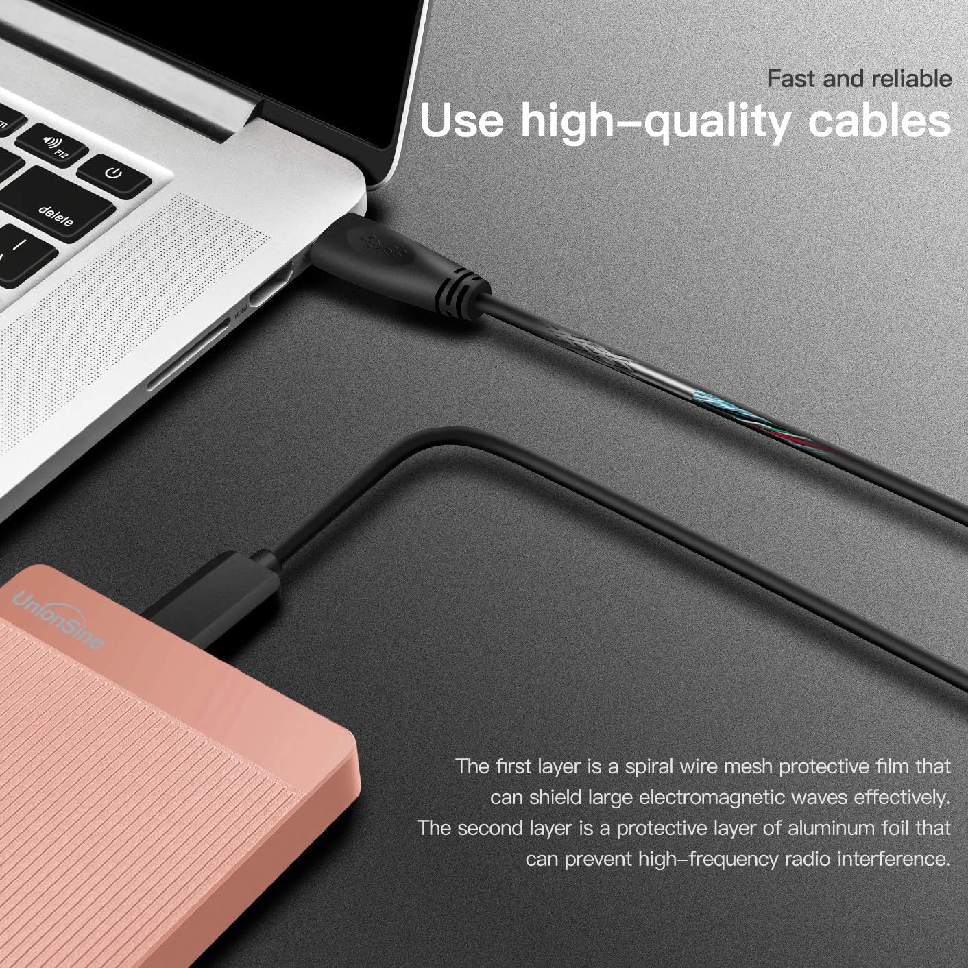 UnionSine 1TB Ultra Slim Portable External Hard Drive HDD-USB 3.0 Storage for PC, Mac, Laptop, PS4, Xbox one, Xbox 360-(Black)