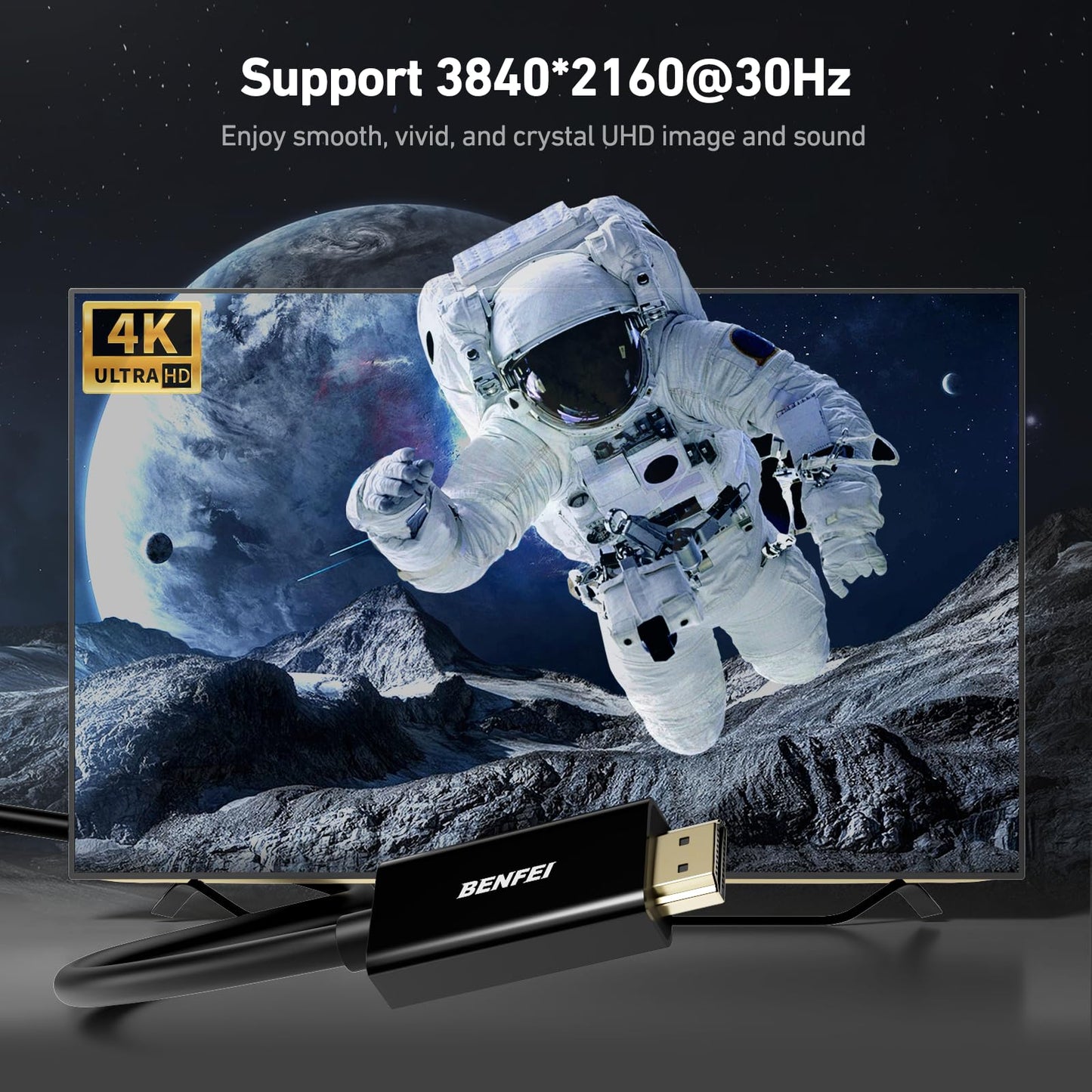 BENFEI 4K DisplayPort to HDMI 6 Feet Cable[Aluminum Shell, Nylon Braided], Uni-Direction DP 1.2 Computer to HDMI 1.4 Screen Cable Compatible with HP, ThinkPad, AMD, NVIDIA, Desktop and More