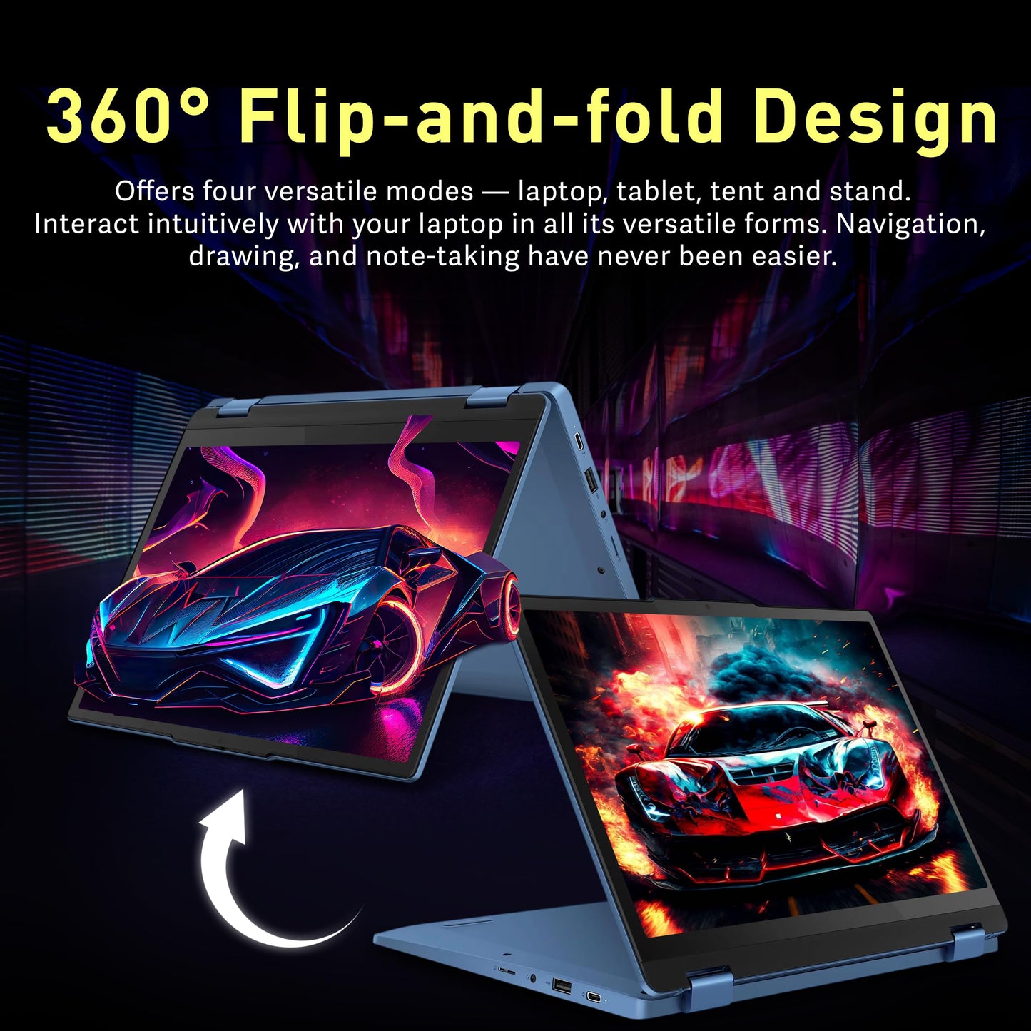 Lenovo Slim 3 Chromebook, 14″ FHD IPS Touchscreen Laptop, 8-Core MediaTek Kompanio 520 Processor, 4GB RAM, 224GB Storage (64GB eMMC+160GB Docking Station Set), WiFi 6, Chrome OS, Abyss Blue
