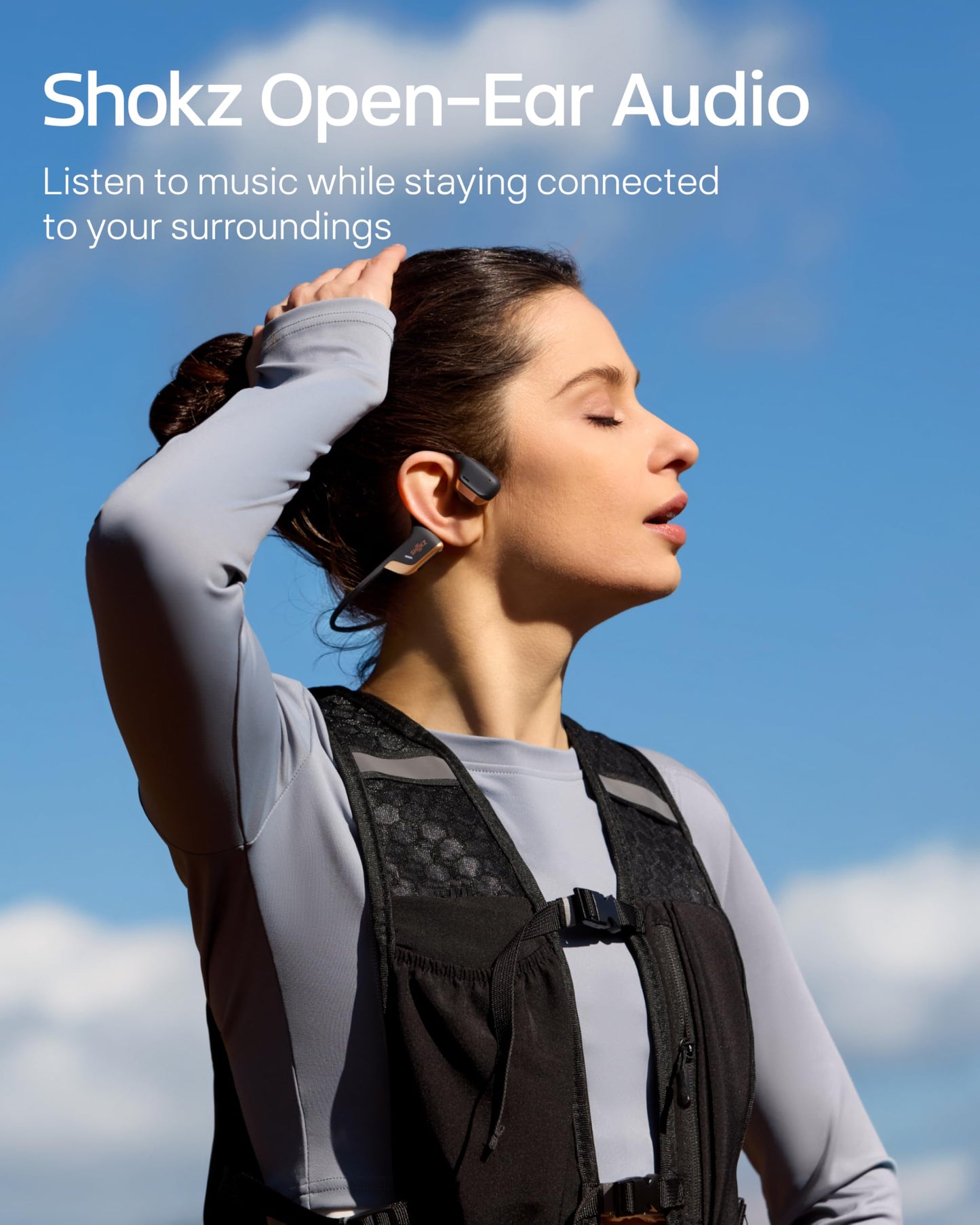 SHOKZ OpenRun Pro 2-Bone Conduction Headphones,Open-Ear Bluetooth Wireless Sport Earphones for Running,Workouts-Sweat Resistant,Comfortable Fit-Deep Bass,Smart Mic,Reflective Strip,Mini,Black