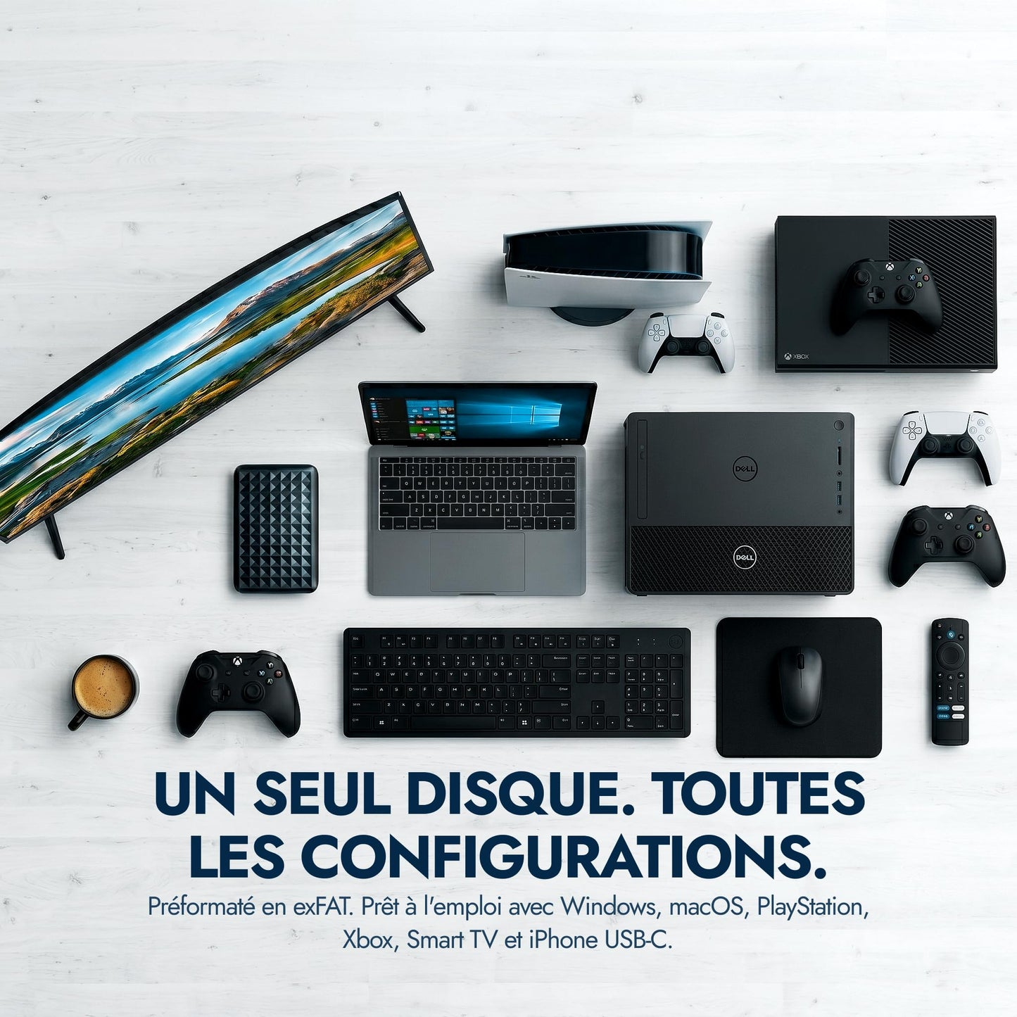 ModusTech Facet 1TB External Hard Drive Portable USB-C/USB 3.1 — Up to 2TB Slim HDD for Backup, Gaming, PC, Mac, Laptop, PS4, PS5, Xbox, Smart TV Black