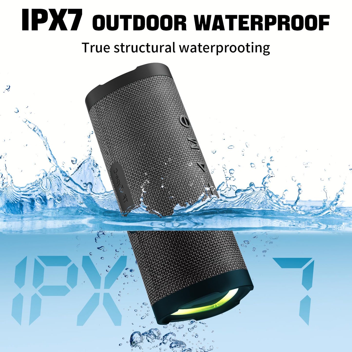 Bluetooth Speaker,Vanzon V40 Portable Wireless Bluetooth Speaker with IPX7 Waterproof, 24W HiFi Stereo Sound,24H Playtime, LED Lights and TWS Dual Pairing, Suitable for Home Outdoors Travel,Great Gift