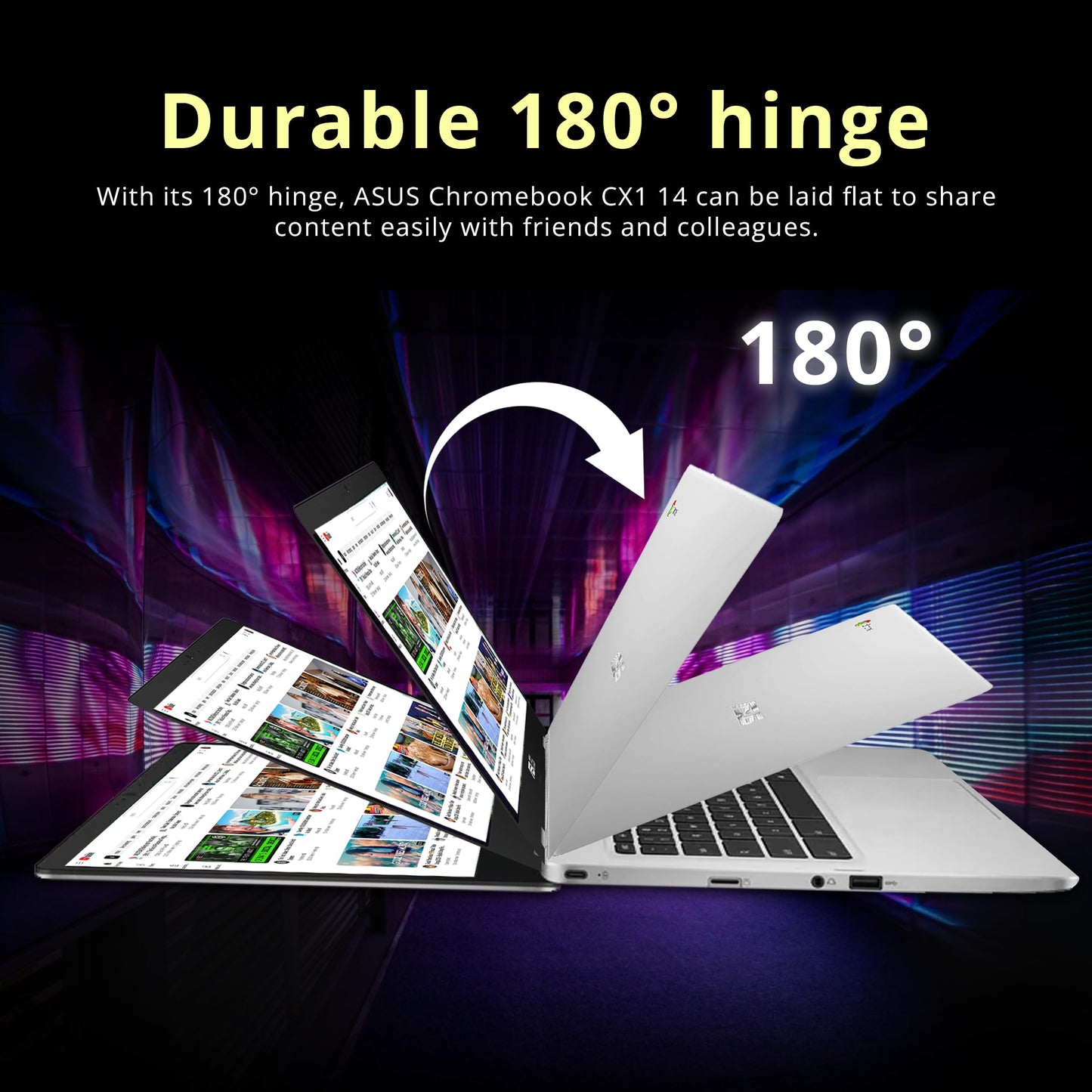 ASUS Chromebook CX1 Laptop, 15.6" Full HD NanoEdge Display, Intel Celeron N4500 Processor, 64GB eMMC Storage, 4GB RAM, Wi-Fi 6 ChromeOS, CX1500CKA-DH03-CB