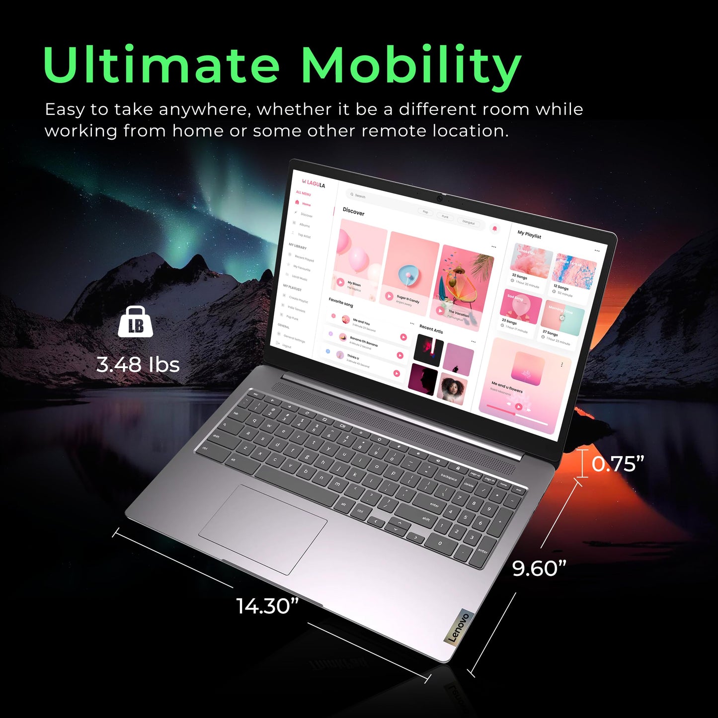 Lenovo Slim 3 Chromebook, 14″ FHD IPS Touchscreen Laptop, MediaTek Kompanio 520 Processor, 4GB RAM, 224GB Storage (64GB eMMC+160GB Docking Station Set), Webcam, Chrome OS, Abyss Blue