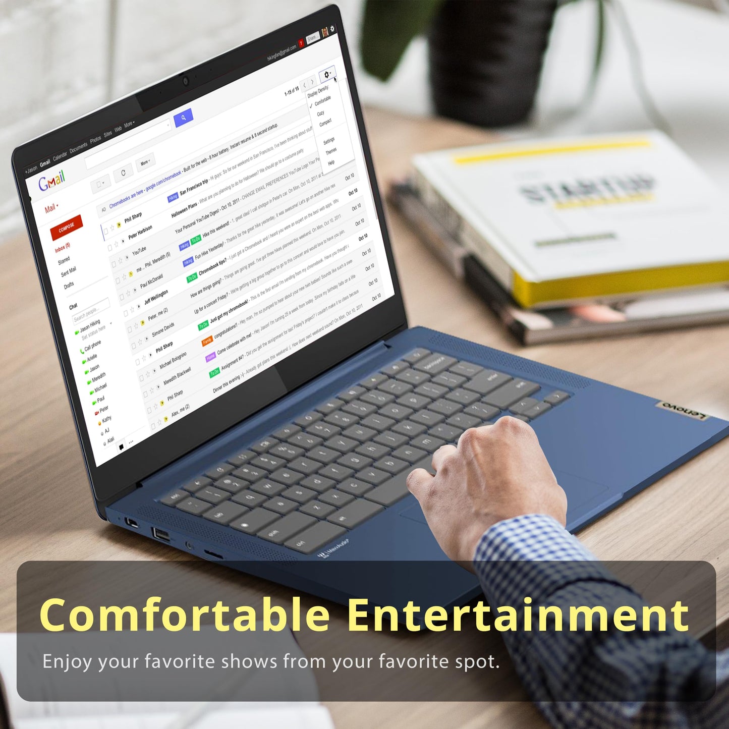 Lenovo Slim 3 Chromebook, 14″ FHD IPS Touchscreen Laptop, 8-Core MediaTek Kompanio 520 Processor, 4GB RAM, 224GB Storage (64GB eMMC+160GB Docking Station Set), WiFi 6, Chrome OS, Abyss Blue