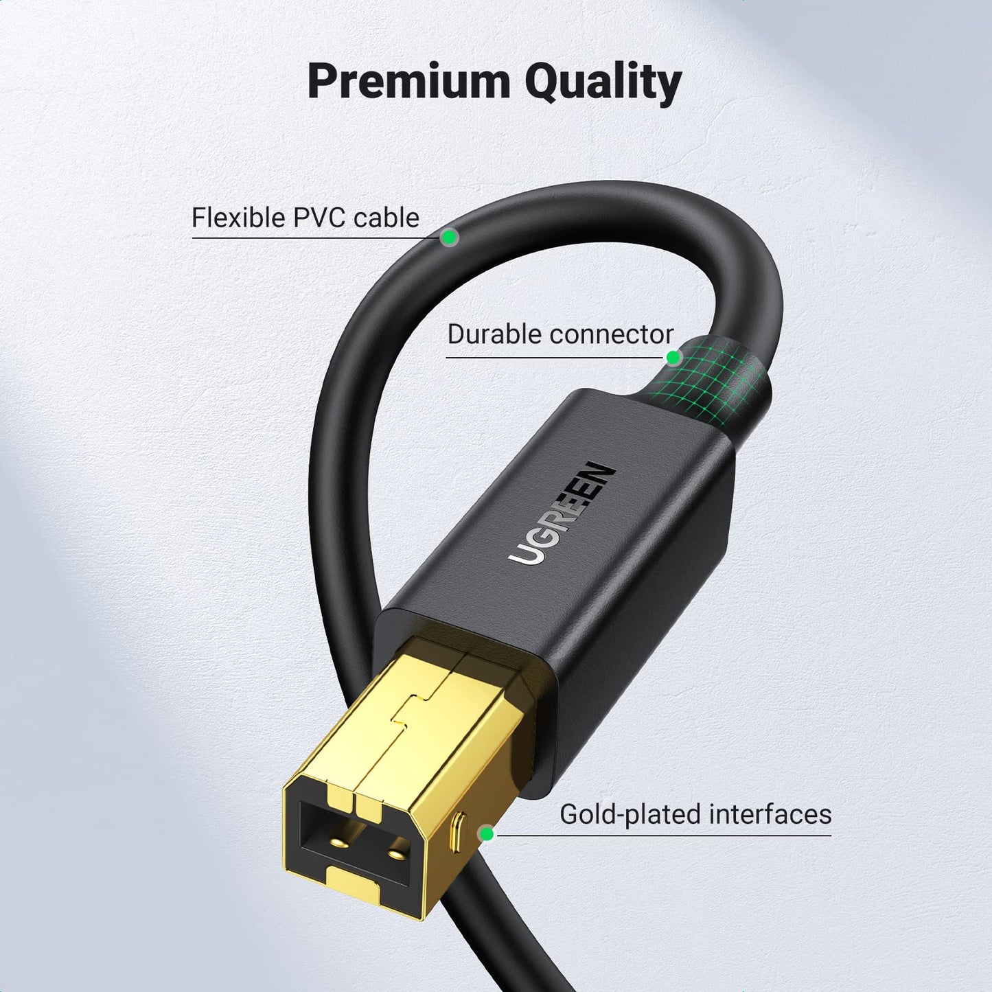 UGREEN Printer Cable USB 2.0 A Male to B Male Cord USB A to B Cable High Speed Scanner Cord Compatible with Brother, HP, Lexmark, Epson, Xerox, Piano, DAC and More, 1.5 Meters
