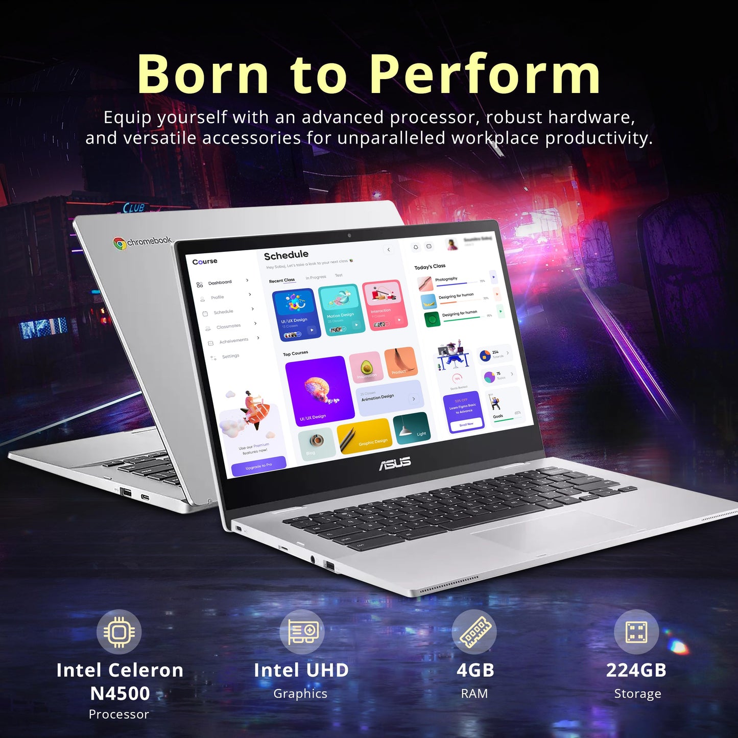 ASUS Chromebook CX1 14" FHD Laptop, Intel Celeron N4500, 4GB RAM, 224GB Storage (64GB eMMC+160GB Docking Station Set), Intel UHD Graphics, HD Camera, WiFi 6, Chrome OS, Silver