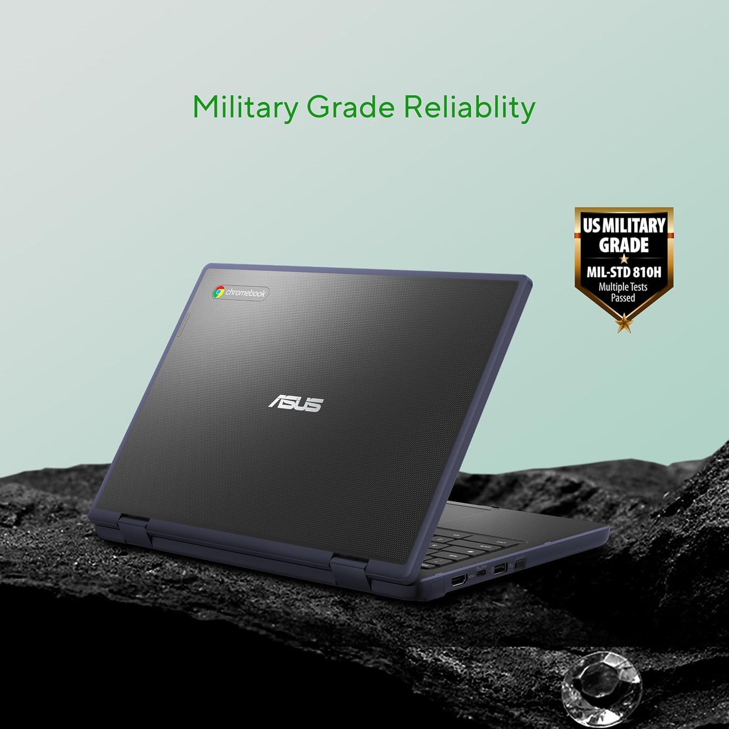 ASUS Chromebook Laptop, 11.6" HD Display, MediaTek Kompanio 520, 4GB RAM, 64GB Storage, Spill Resistant Keyboard, HD Camera with Privacy Shutter, Antimicrobial Guard, ChromeOS, CZ1104CM2A-AS01-CB