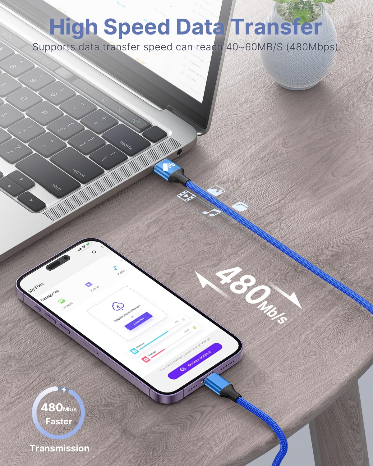 iPhone Charger [Apple MFi Certified] 6FT USB Charger Cable Fast Charging USB to Lightning Cable Braided Cord Compatible with iPhone 14 13 12 11 Pro Max XR XS X 8 7 6 Plus SE, iPad