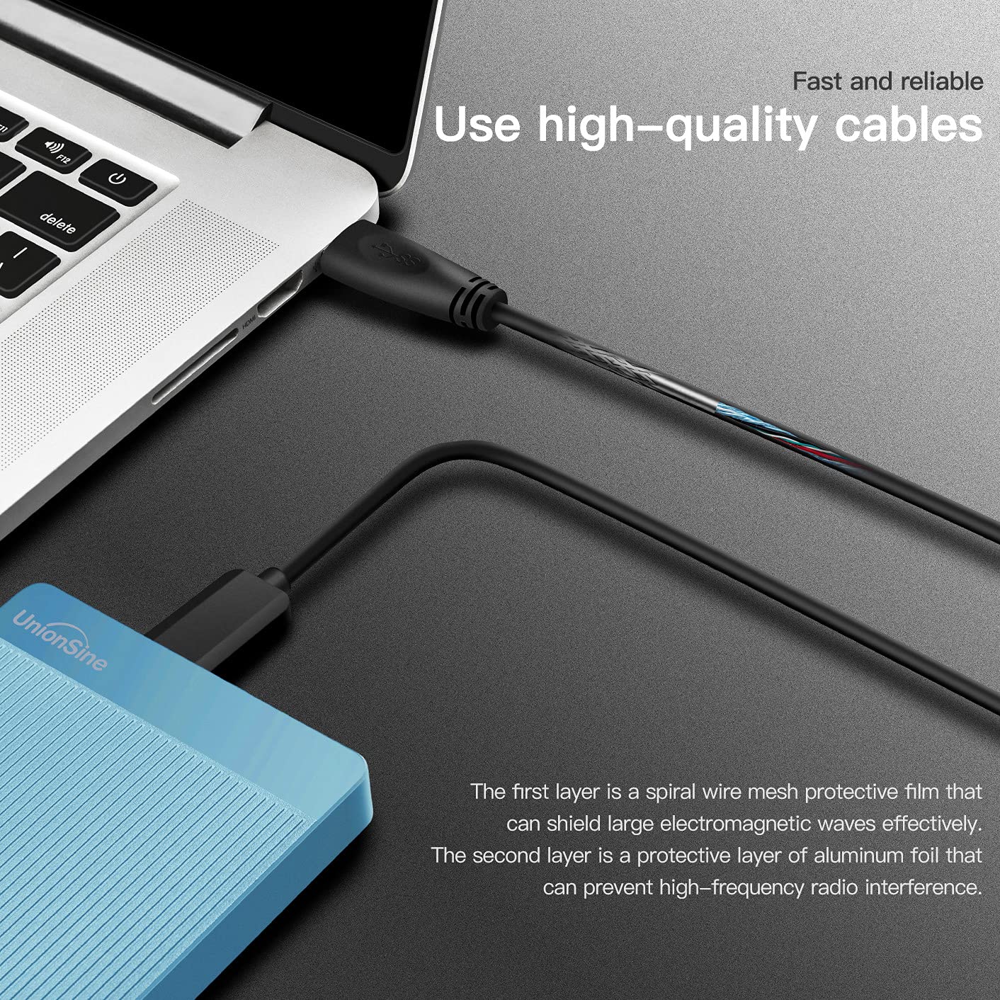 UnionSine 1TB Ultra Slim Portable External Hard Drive HDD-USB 3.0 Storage for PC, Mac, Laptop, PS4, Xbox one, Xbox 360-(Black)