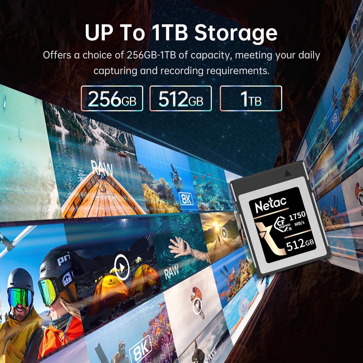 Netac 256GB CFexpress Type B Memory Card PCIe Gen 3 * 2 NVMe1.4 Max Read Up to 1750MB/s Max Write Up to 550MB/s for Professional Photographers and Videographers Vloger, CF2000