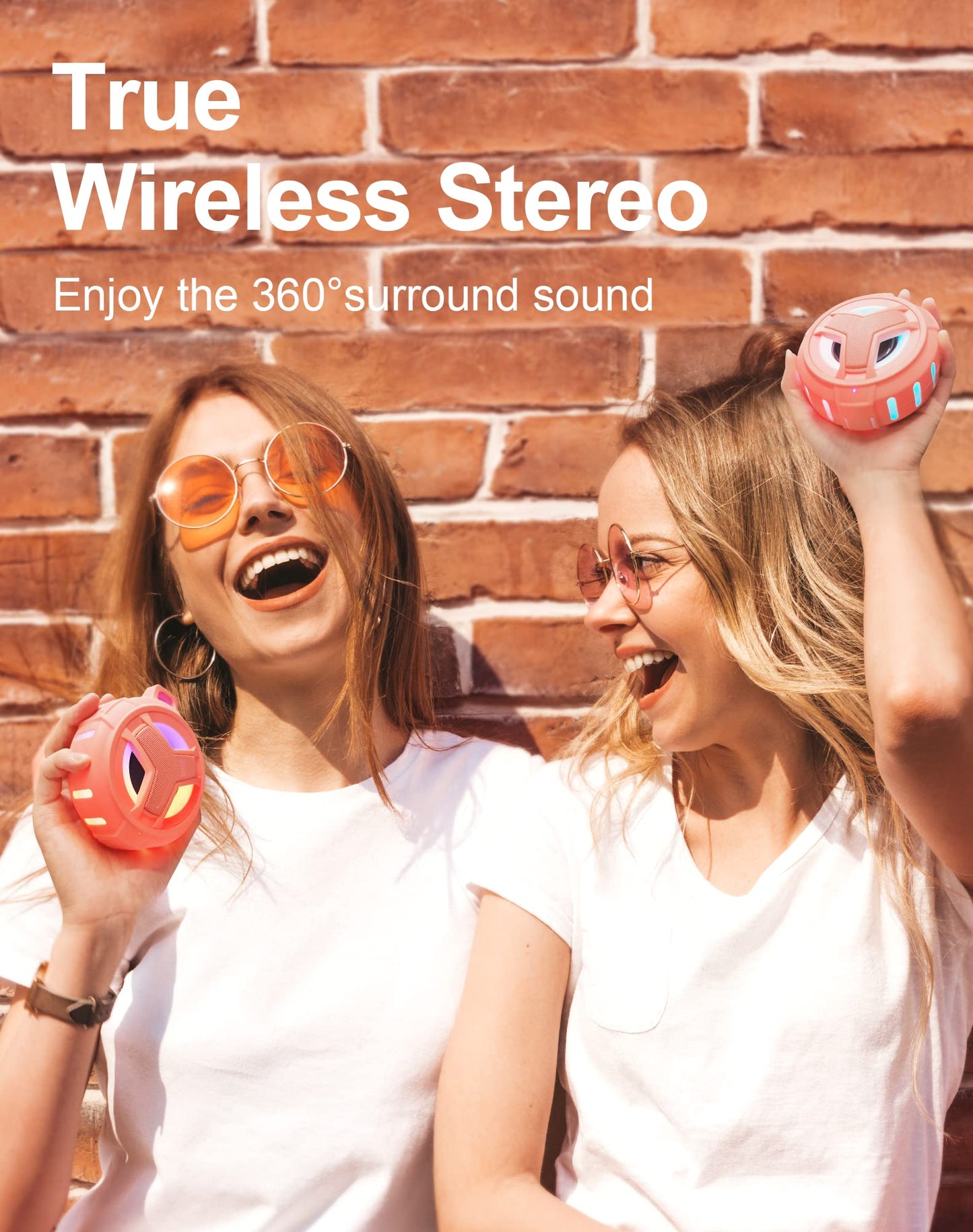 EBODA Bluetooth Shower Speaker, Portable Bluetooth Speakers, IP67 Waterproof Outdoor Speaker Wireless with LED Light, Floating, 2000mAh, True Wireless Stereo for Pool, Kayak, Bike, Golf, Gifts -Black