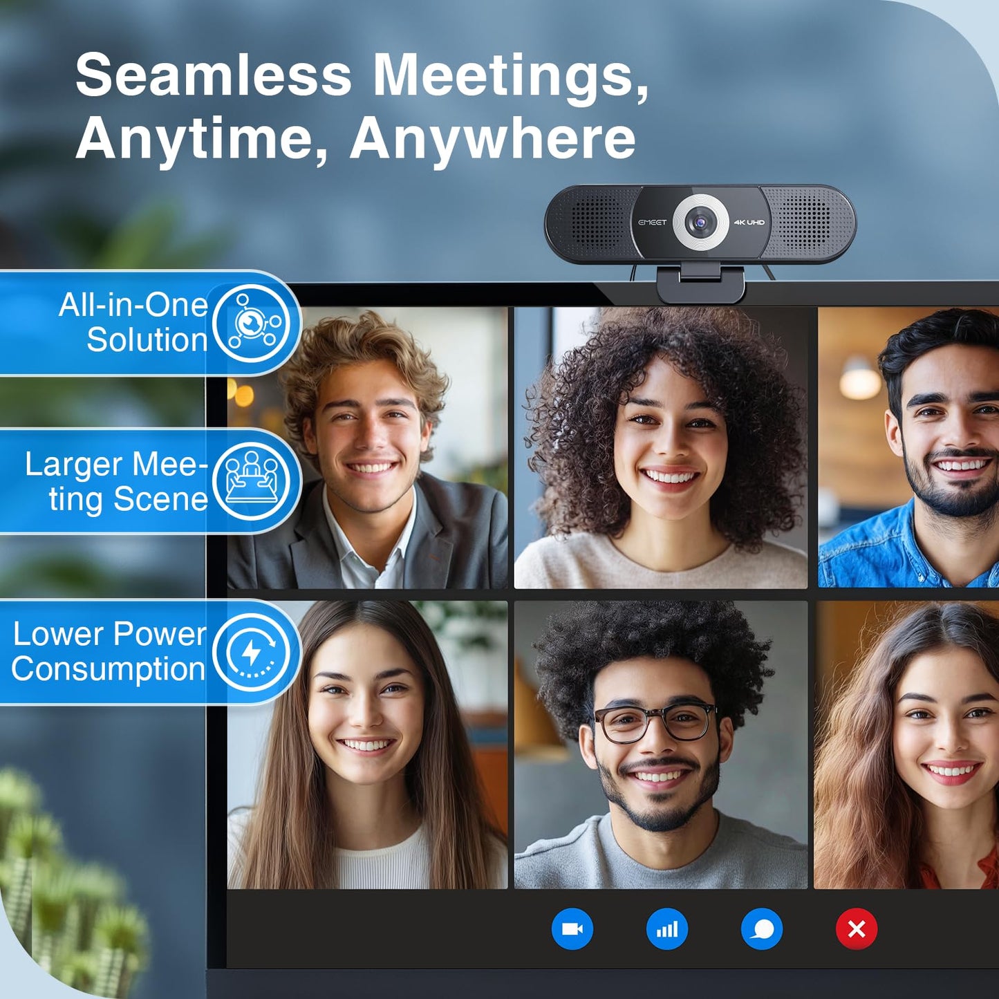 EMEET 1080P Webcam with Microphone, C960 Web Camera, 2 Mics Streaming Webcam, 90°FOV Computer Camera, Plug and Play USB Web Cam for Online Calling/Conferencing, Zoom/Teams/Facetime/YouTube, Laptop/PC