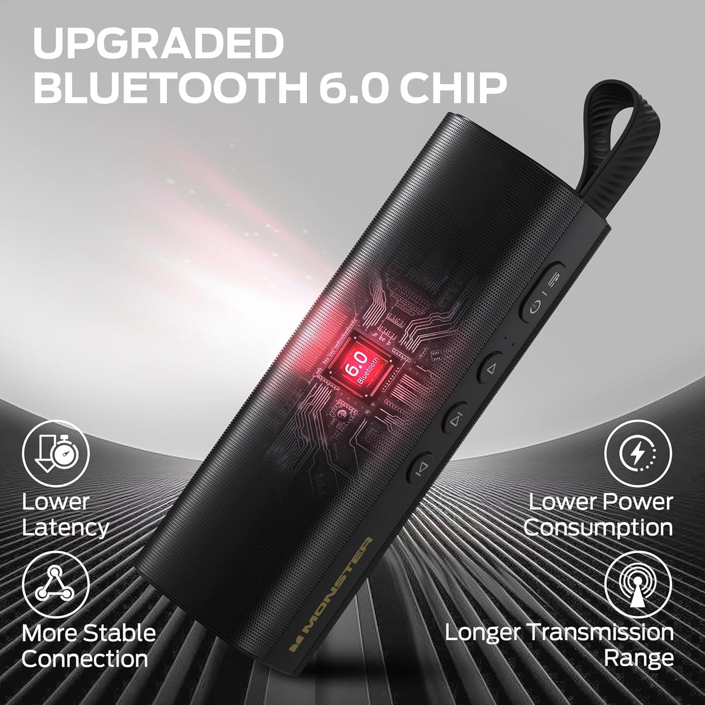 Monster S290 Bluetooth Speaker, Portable Bluetooth Speaker with 30W Loud Stereo Sound, Bluetooth 6.0, 20H Playtime, TWS Pairing, Support AUX/TF Card, IPX6 Waterproof Wireless Speaker for Home, Travel