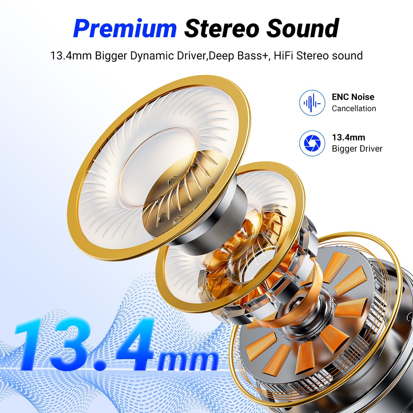 Wireless Earbuds, Bluetooth 5.4 Headphones, 50H Playback Deep Bass Stereo Ear Buds with LED Power Display Charging Case, IPX7 Waterproof in-Ear Earbuds for Smart Phone Laptop Computer Sports Black
