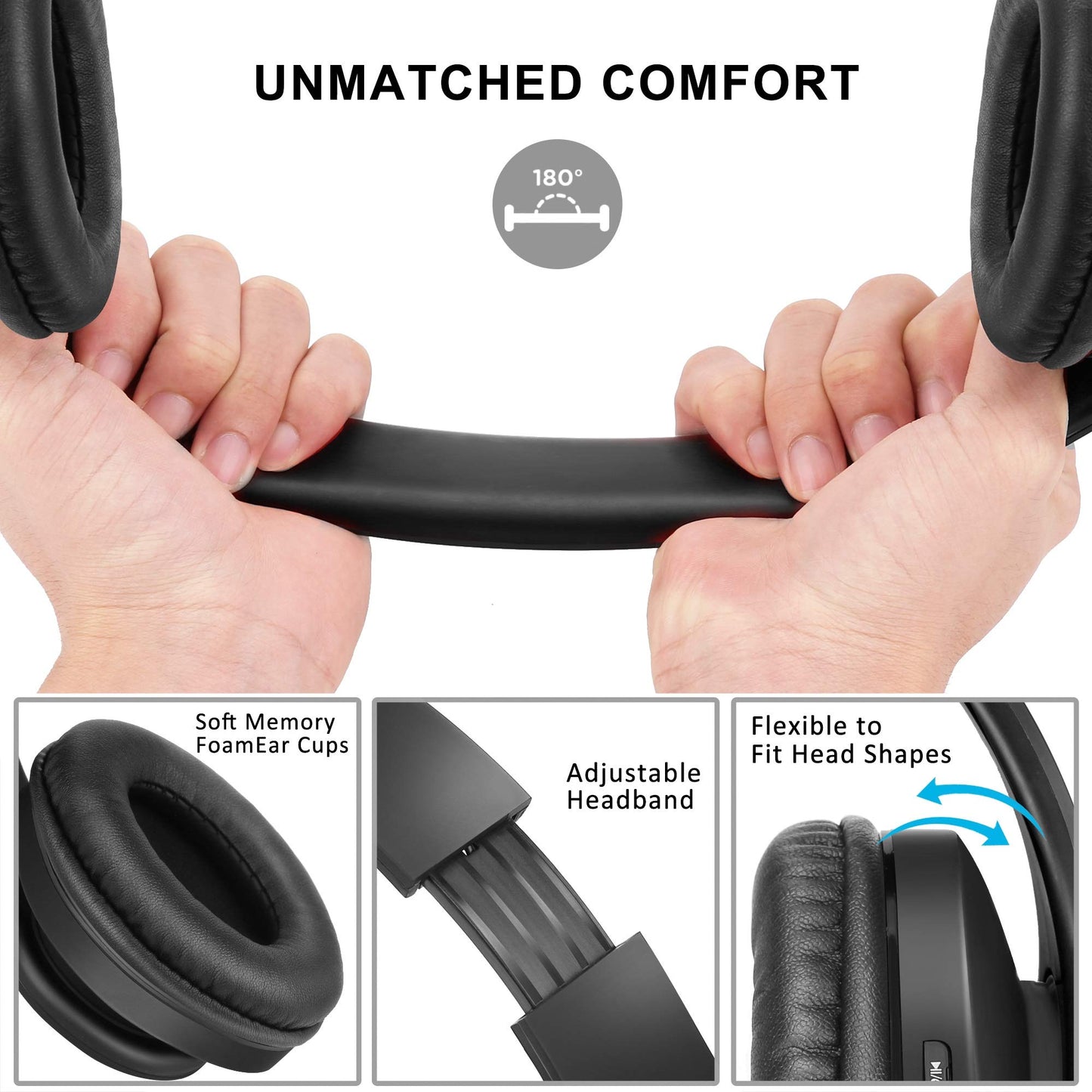 zihnic Bluetooth Headphones Over Ear, Foldable Wireless and Wired Stereo Headset Micro SD/TF, FM for iPhone/Samsung/iPad/PC/TV,Soft Earmuffs &Light Weight for Prolonged Wearing (Gold)