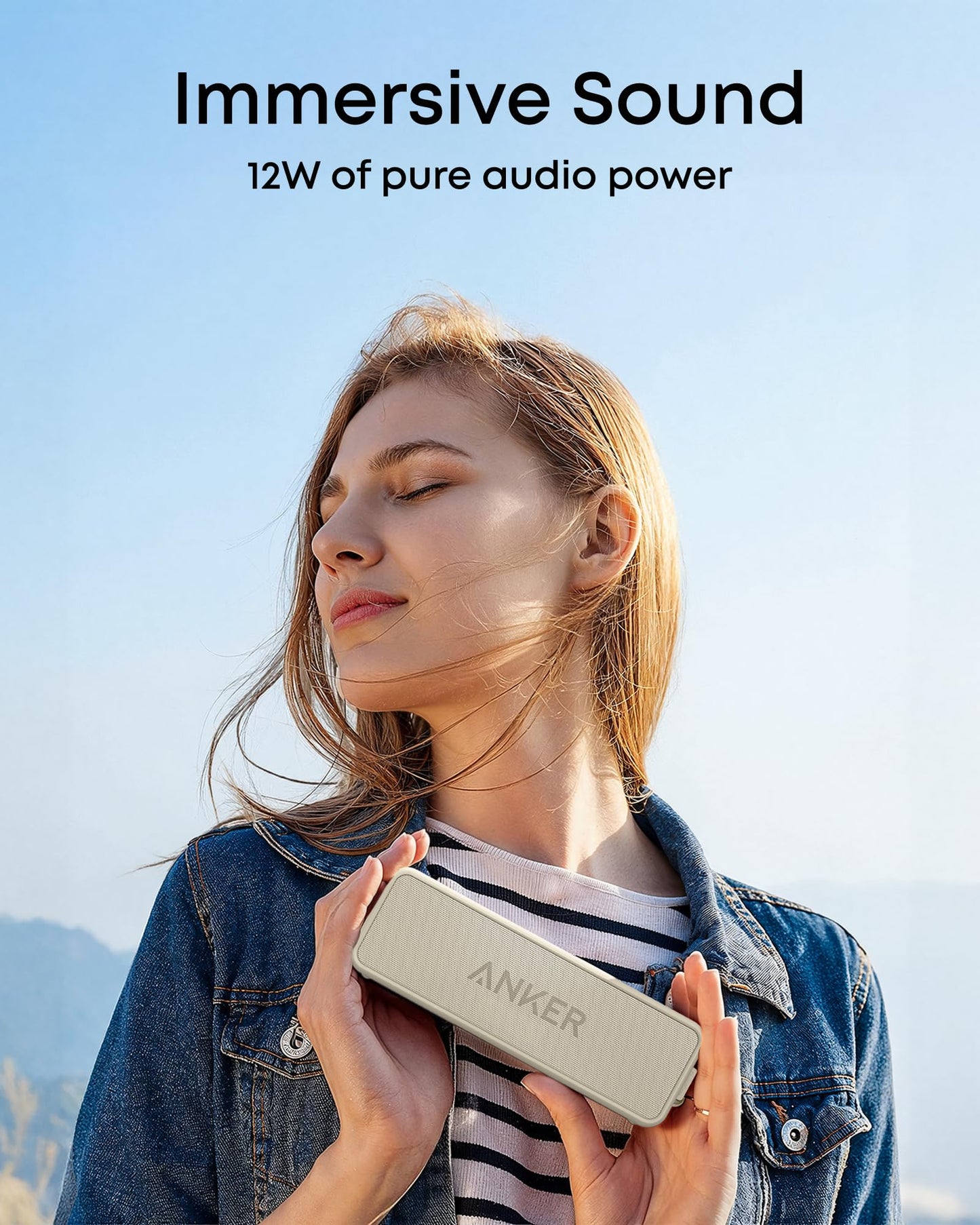 Anker Soundcore 2 Portable Bluetooth Speaker with 12W Stereo Sound, Bluetooth 5, Bassup, IPX7 Waterproof, 24-Hour Playtime, Wireless Stereo Pairing, Speaker for Home, Outdoors, Travel