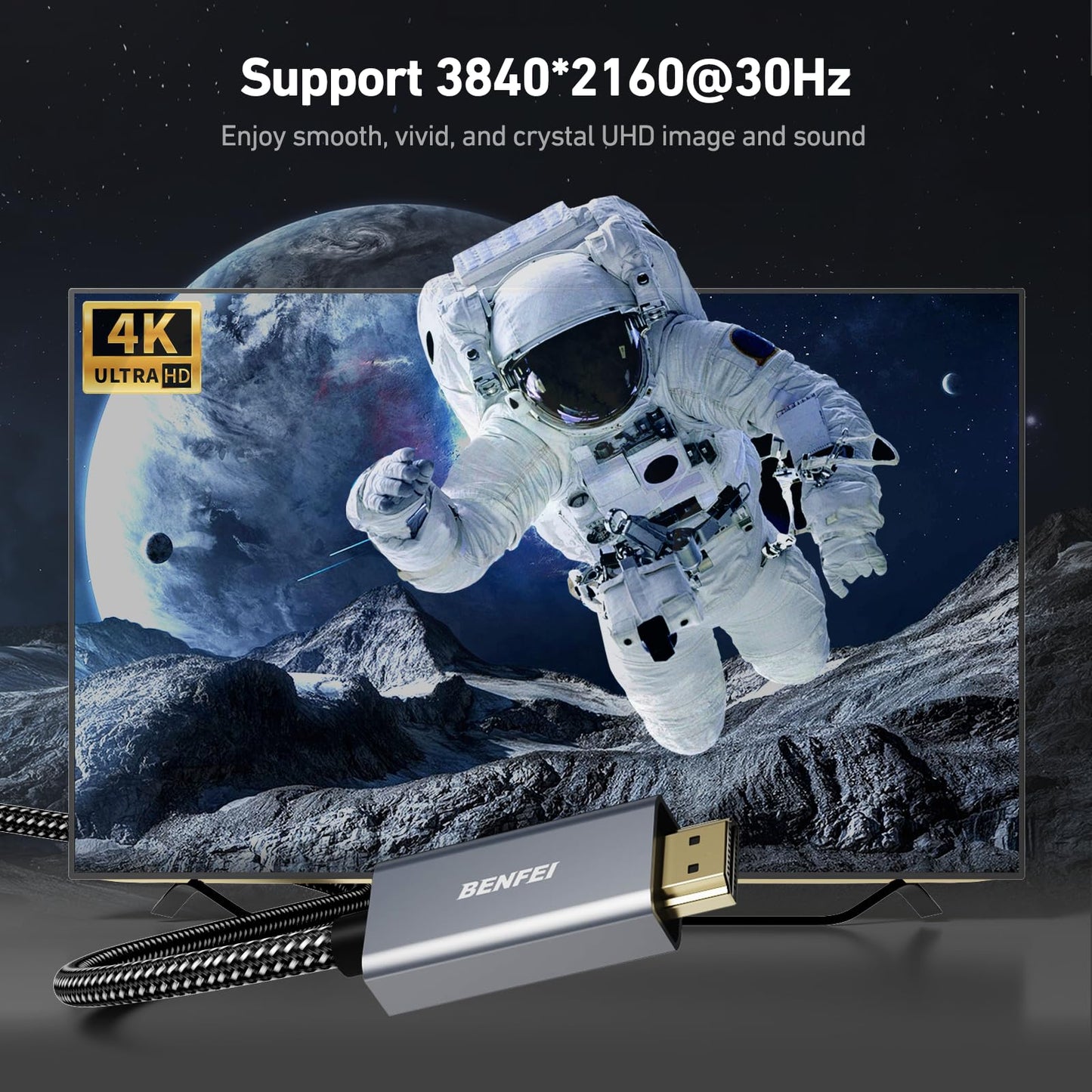 BENFEI 4K DisplayPort to HDMI 6 Feet Cable[Aluminum Shell, Nylon Braided], Uni-Direction DP 1.2 Computer to HDMI 1.4 Screen Cable Compatible with HP, ThinkPad, AMD, NVIDIA, Desktop and More