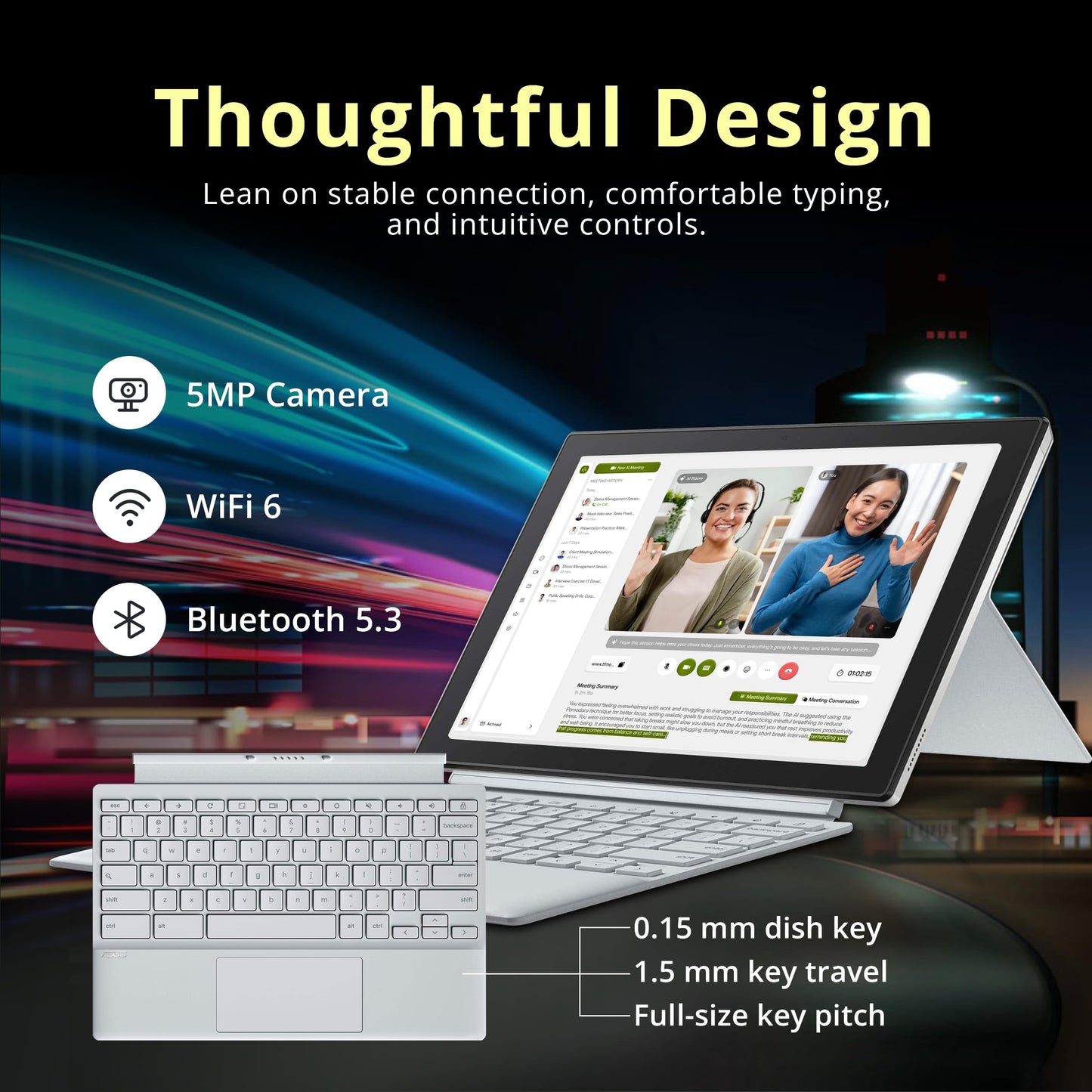 ASUS Chromebook CX1 Laptop, 15.6" Full HD NanoEdge Display, Intel Celeron N4500 Processor, 64GB eMMC Storage, 4GB RAM, Wi-Fi 6 ChromeOS, CX1500CKA-DH03-CB