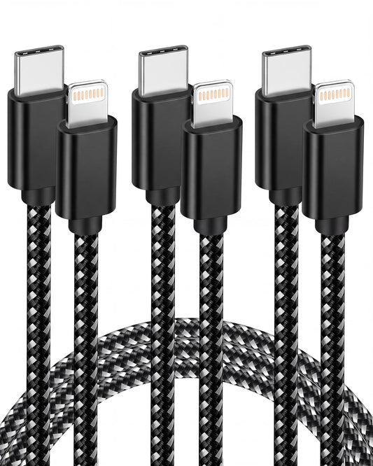 iPhone Charger [Apple MFi Certified] USB C to Lightning Cable 3Pack 6 FT iPhone Fast Charger Type C to Lightning Cable Nylon Braided iPhone Cord for iPhone 13 12 11 Pro Max Xr Xs 8 7 6 Plus and More
