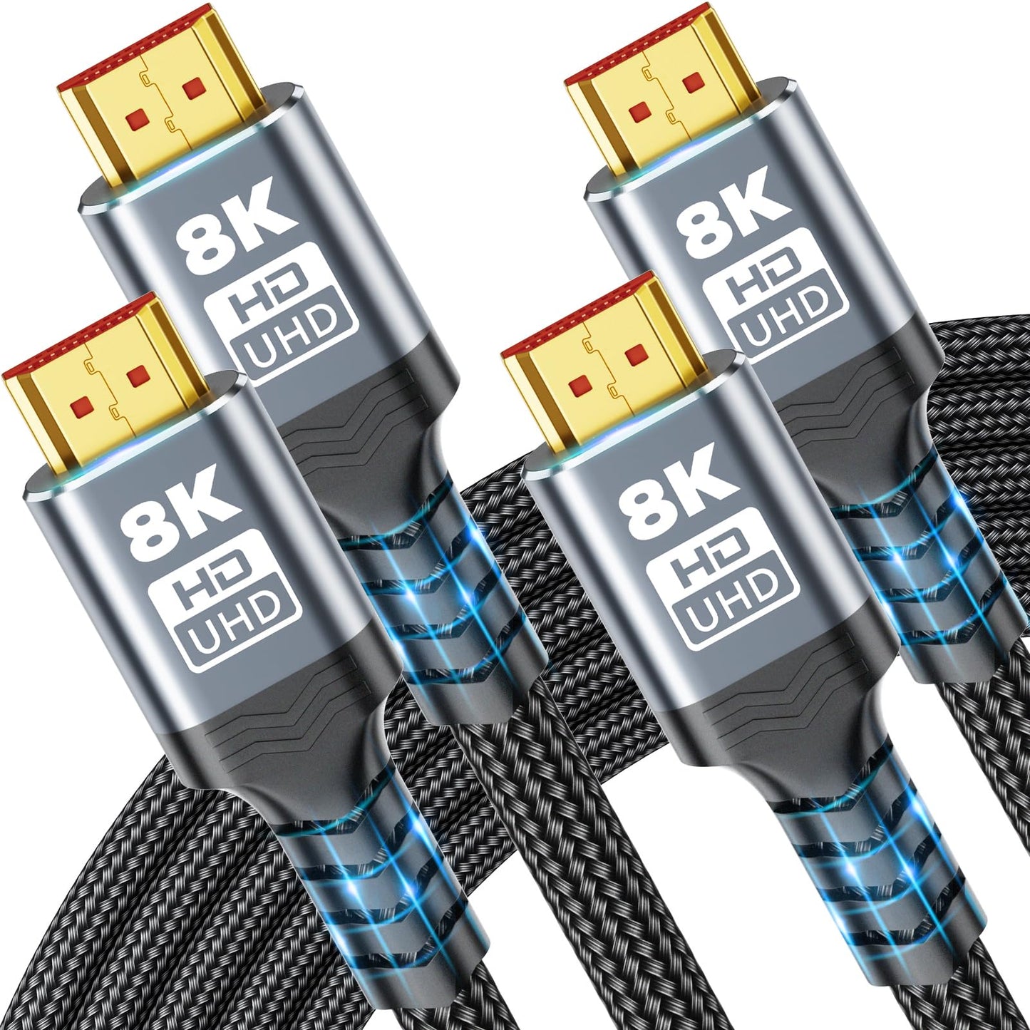 10K 8K HDMI Cable 2.1, Available 1.5FT 3.3FT 5FT 6.6FT 10FT 13FT 16FT 20FT 25FT Lengths for Selection,Ultra High Speed HDMI Cables Braided Cord 48Gbps, 8K@60Hz /4K@120Hz, HDCP 2.2&2.3(0.5M 1.5FT)