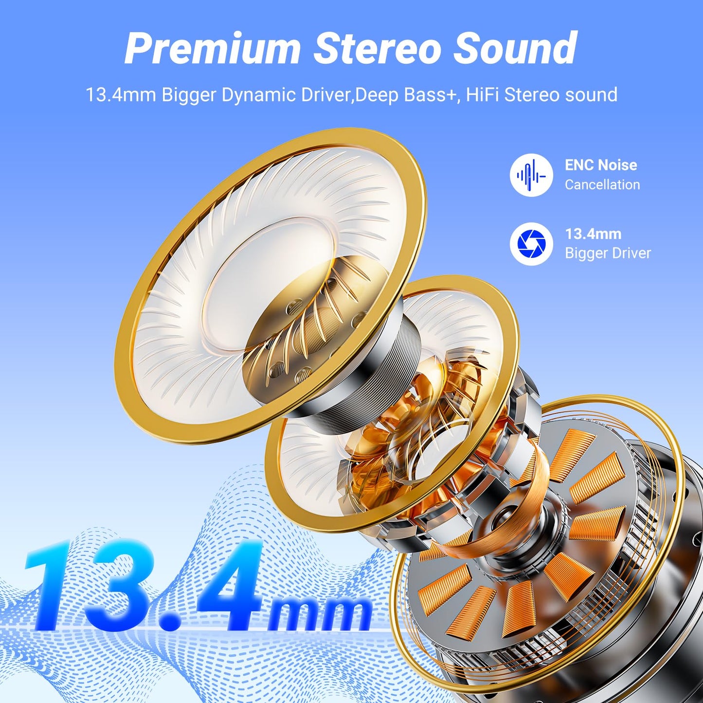 Wireless Earbuds, Bluetooth 5.4 Headphones, 50H Playback Deep Bass Stereo Ear Buds with LED Power Display Charging Case, IPX7 Waterproof in-Ear Earbuds for Smart Phone Laptop Computer Sports Black