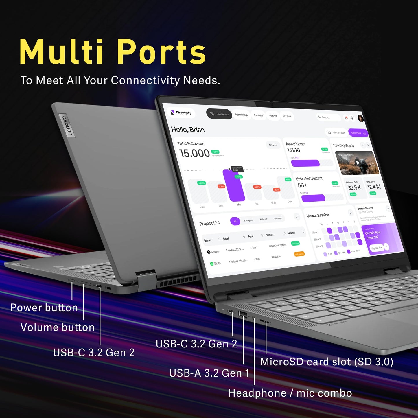 Lenovo Slim 3 Chromebook, 14″ FHD IPS Touchscreen Laptop, MediaTek Kompanio 520 Processor, 4GB RAM, 224GB Storage (64GB eMMC+160GB Docking Station Set), Webcam, Chrome OS, Abyss Blue