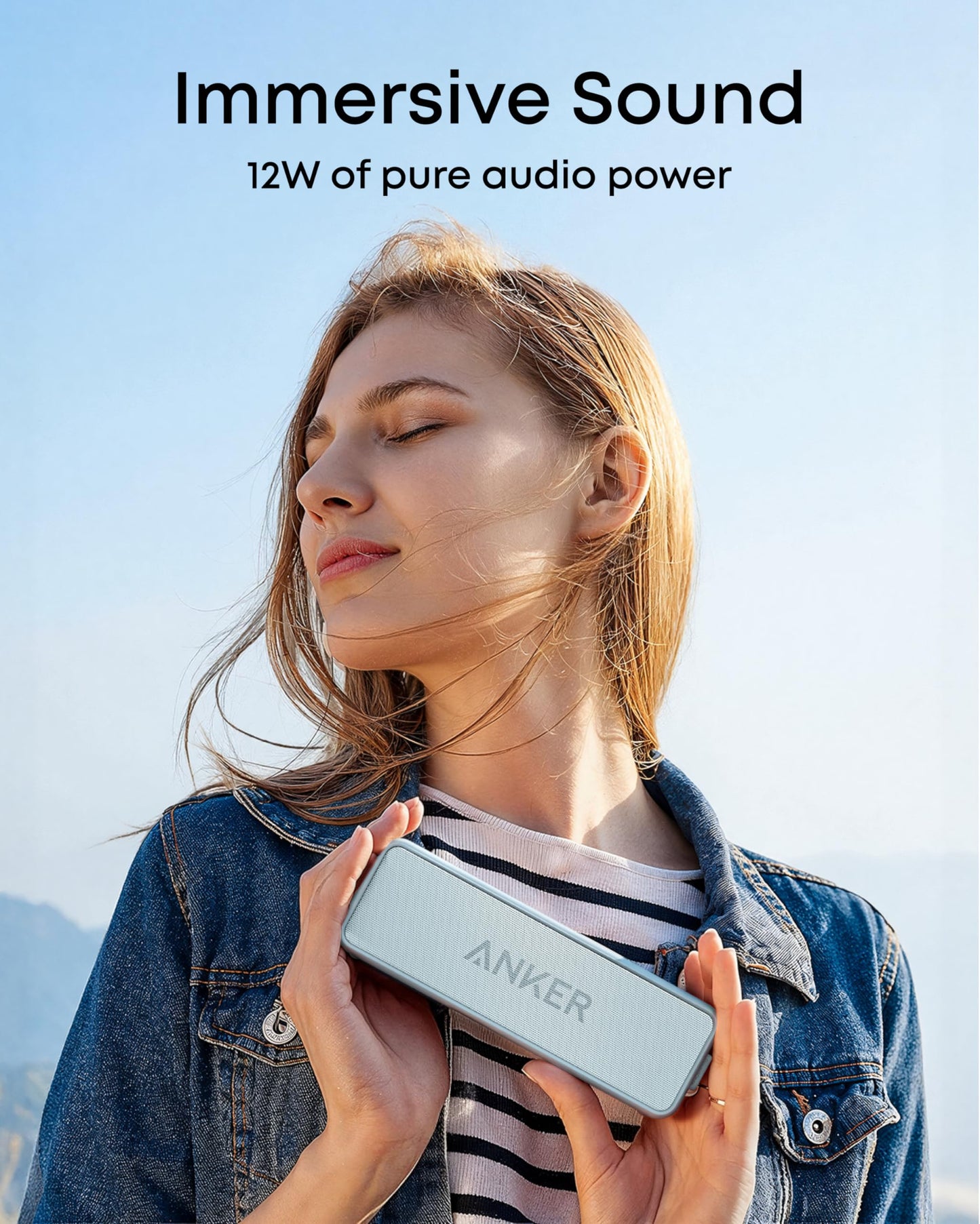 Anker Soundcore 2 Portable Bluetooth Speaker with 12W Stereo Sound, Bluetooth 5, Bassup, IPX7 Waterproof, 24-Hour Playtime, Wireless Stereo Pairing, Speaker for Home, Outdoors, Travel