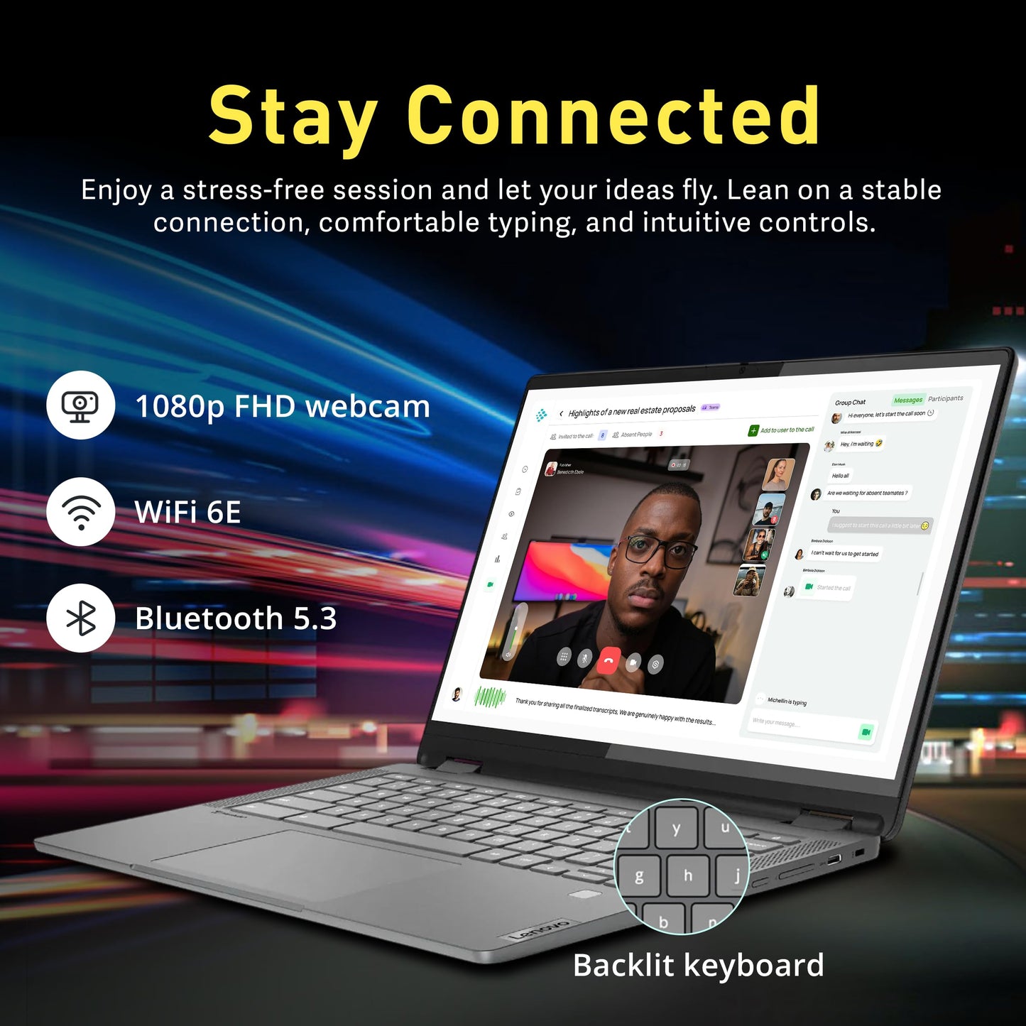 Lenovo Slim 3 Chromebook, 14″ FHD IPS Touchscreen Laptop, MediaTek Kompanio 520 Processor, 4GB RAM, 224GB Storage (64GB eMMC+160GB Docking Station Set), Webcam, Chrome OS, Abyss Blue
