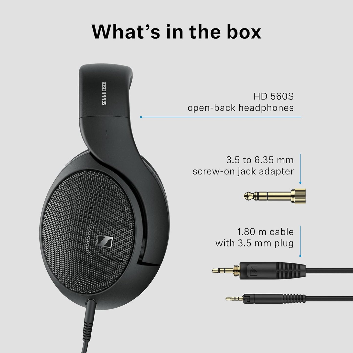 Sennheiser HD 560S - Wired Over-The-Ear Audiophile Headphones, Neutral Frequency Response, Open-Back, Detachable Cable, Black