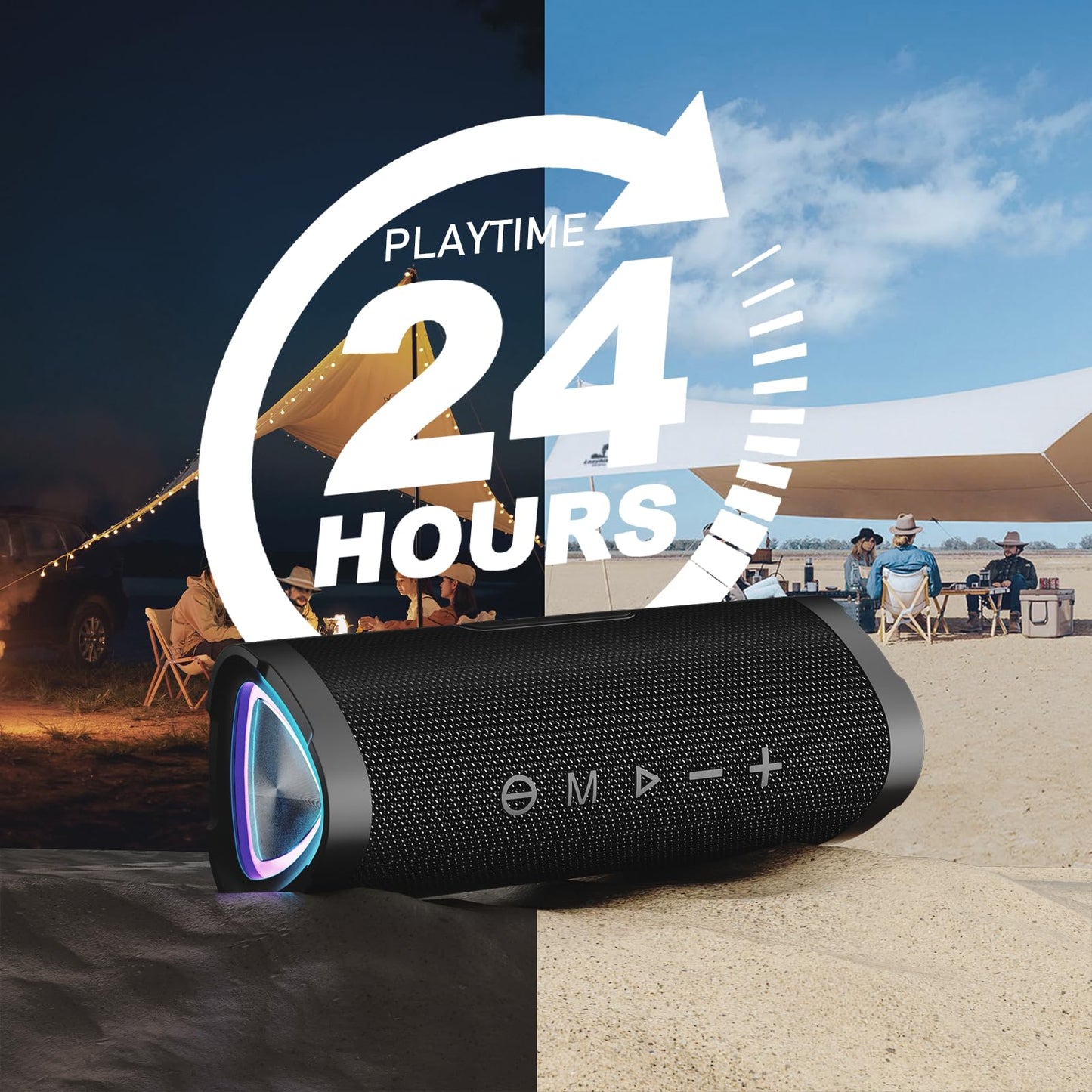 Bluetooth Speaker,Vanzon V40 Portable Wireless Bluetooth Speaker with IPX7 Waterproof, 24W HiFi Stereo Sound,24H Playtime, LED Lights and TWS Dual Pairing, Suitable for Home Outdoors Travel,Great Gift