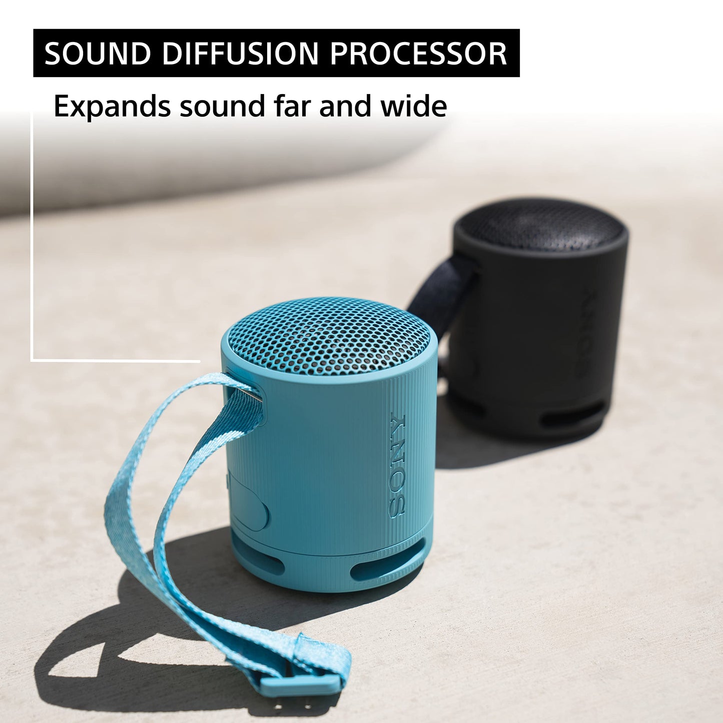 Sony SRS-XB100 Wireless Bluetooth Portable Lightweight Super-Compact Travel Speaker, Extra-Durable IP67 Waterproof & Dustproof, 16 Hour Battery, Versatile Strap, and Hands-Free Calling, Grey New