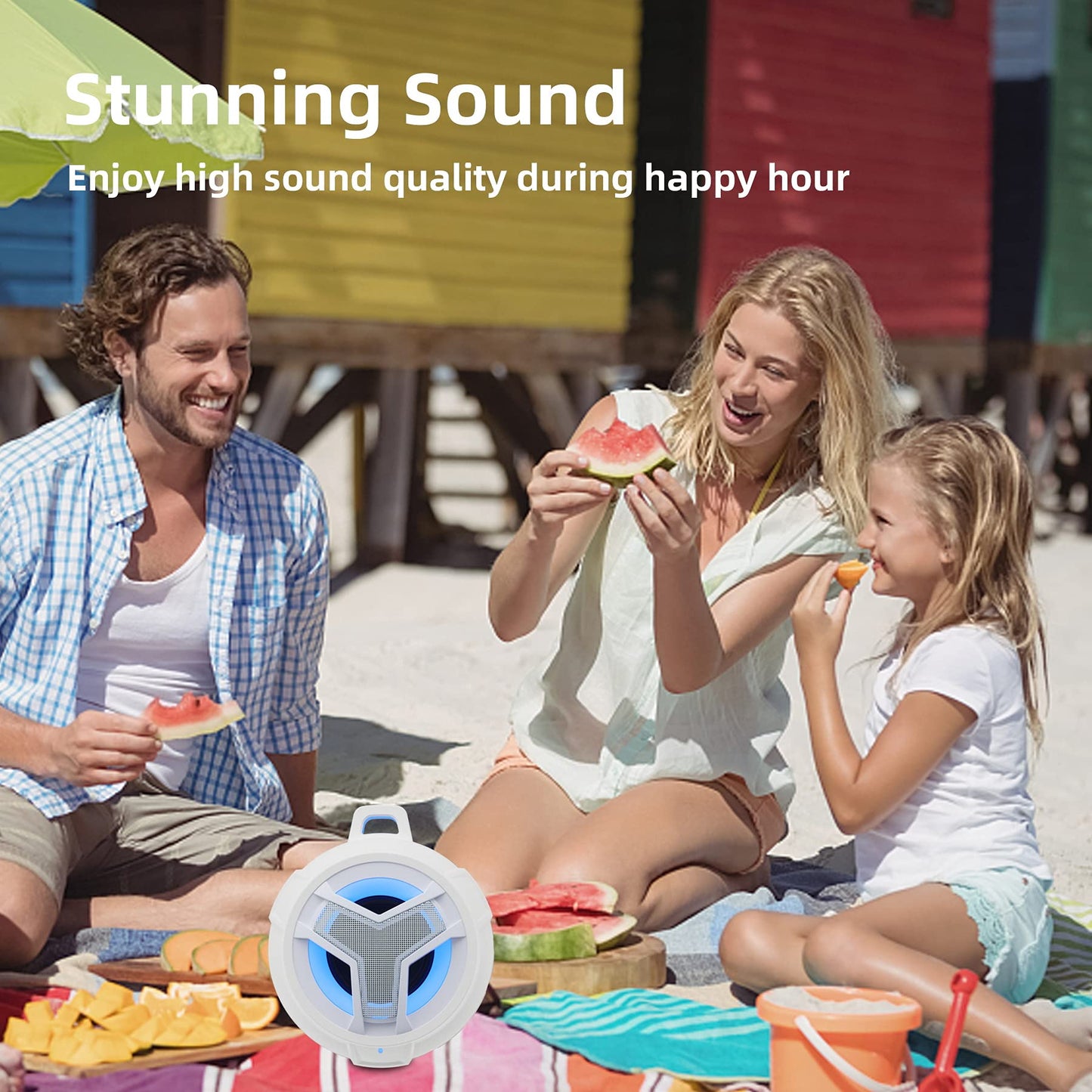 EBODA Bluetooth Shower Speaker, Portable Bluetooth Speakers, IP67 Waterproof Outdoor Speaker Wireless with LED Light, Floating, 2000mAh, True Wireless Stereo for Pool, Kayak, Bike, Golf, Gifts -Black