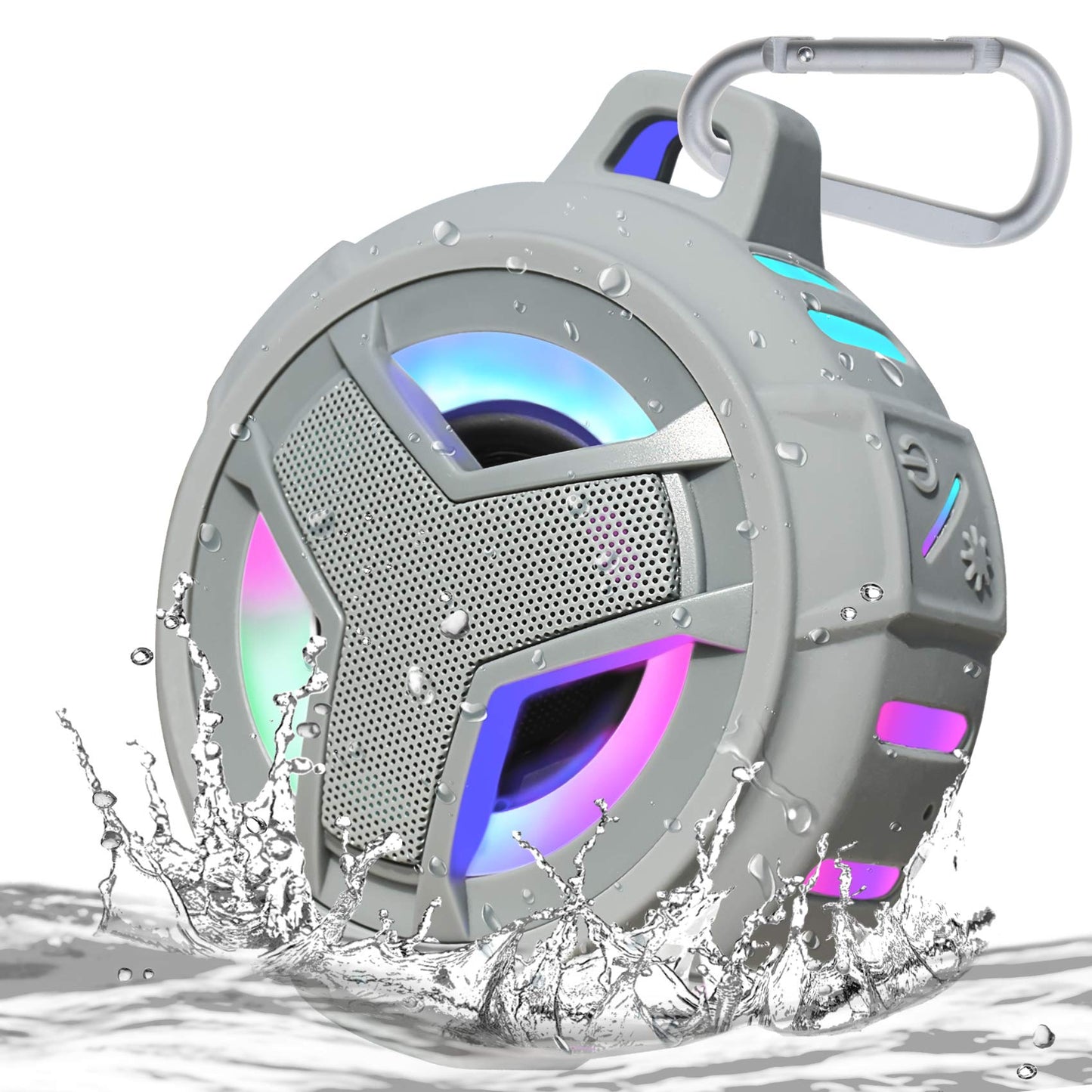 EBODA Bluetooth Shower Speaker, Portable Bluetooth Speakers, IP67 Waterproof Outdoor Speaker Wireless with LED Light, Floating, 2000mAh, True Wireless Stereo for Pool, Kayak, Bike, Golf, Gifts -Black