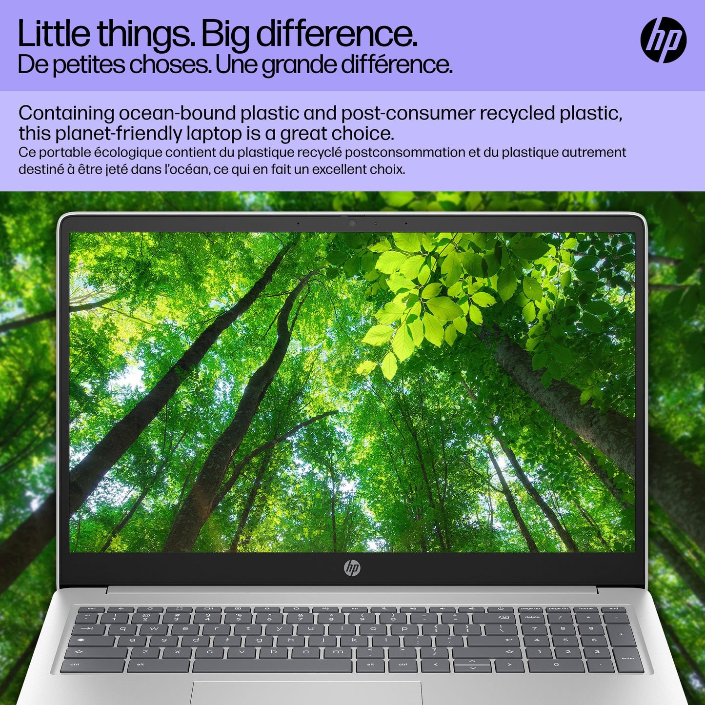 HP Chromebook Plus 15.6 inch Laptop, Full HD Display, Intel Core i3-N305, 8 GB RAM, 256 GB UFS, Intel UHD Graphics, Chrome OS, 15a-nb0006ca
