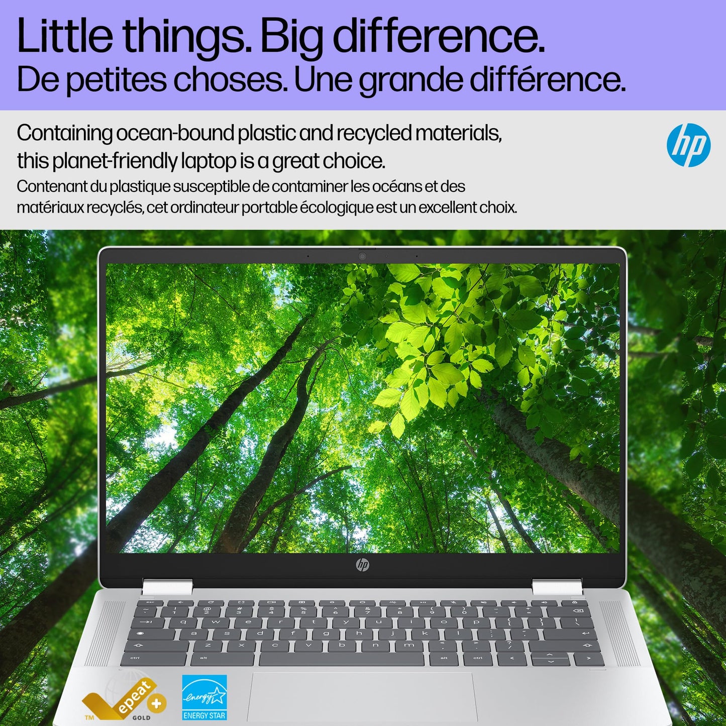 HP Chromebook 14 inch, Intel® Processor N100, 4GB RAM, 128GB UFS, HD(1366 x 768), Anti-Glare, HP True Vision 720p HD Camera w Privacy Shutter, Dual-Array mic, ChromeOS, Chalkboard Grey (14a-nf0036ca)