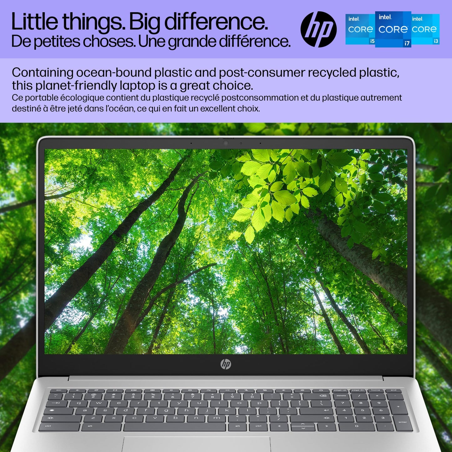 HP Chromebook Plus 15.6 inch Laptop, Full HD Display, Intel Core i3-N305, 8 GB RAM, 256 GB UFS, Intel UHD Graphics, Chrome OS, 15a-nb0006ca