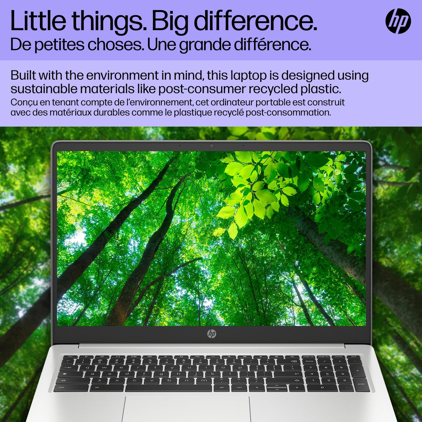 HP Chromebook Plus 15.6 inch Laptop, Full HD Display, Intel Core i3-N305, 8 GB RAM, 256 GB UFS, Intel UHD Graphics, Chrome OS, 15a-nb0006ca