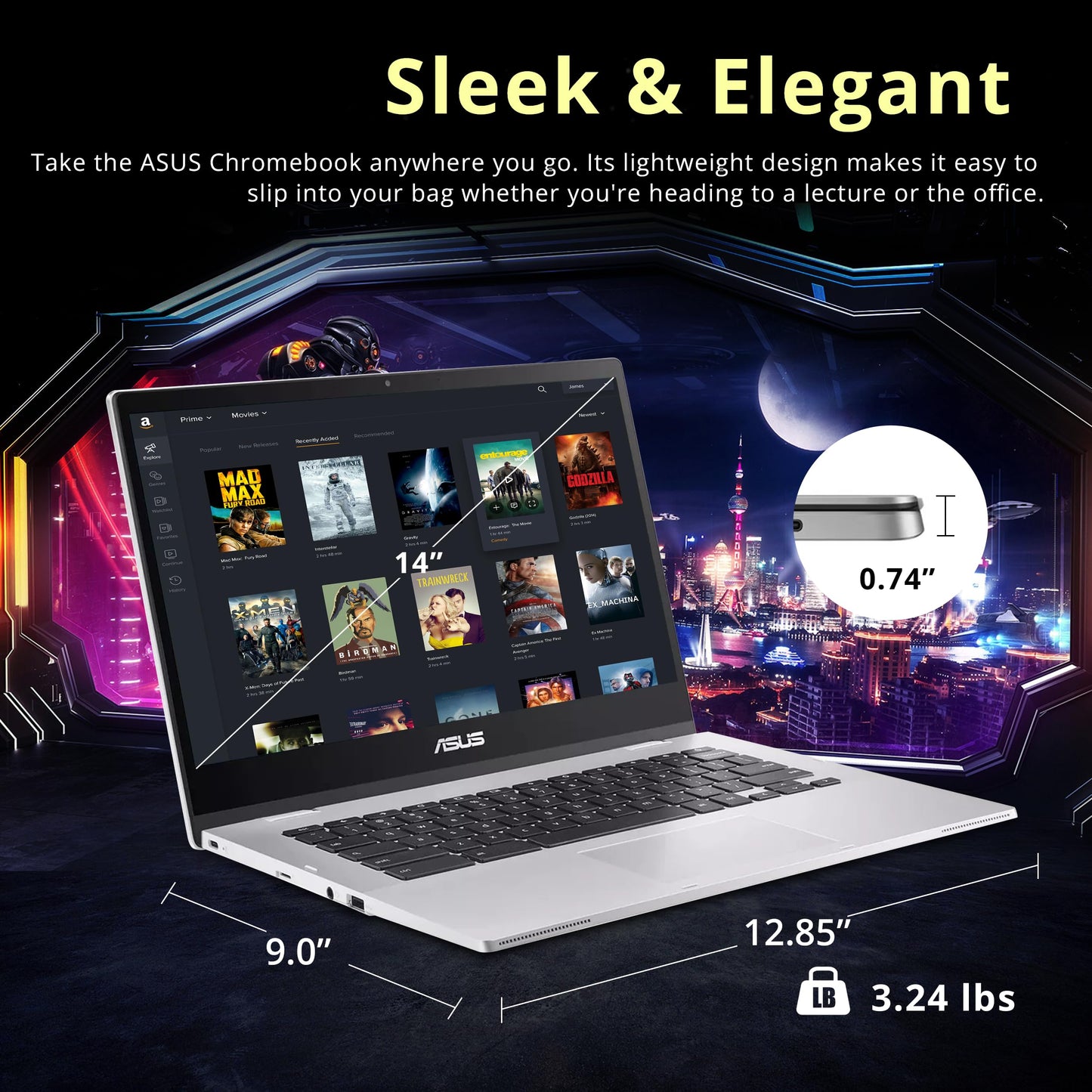 ASUS Chromebook CX1 14" FHD Laptop, Intel Celeron N4500, 4GB RAM, 224GB Storage (64GB eMMC+160GB Docking Station Set), Intel UHD Graphics, HD Camera, WiFi 6, Chrome OS, Silver