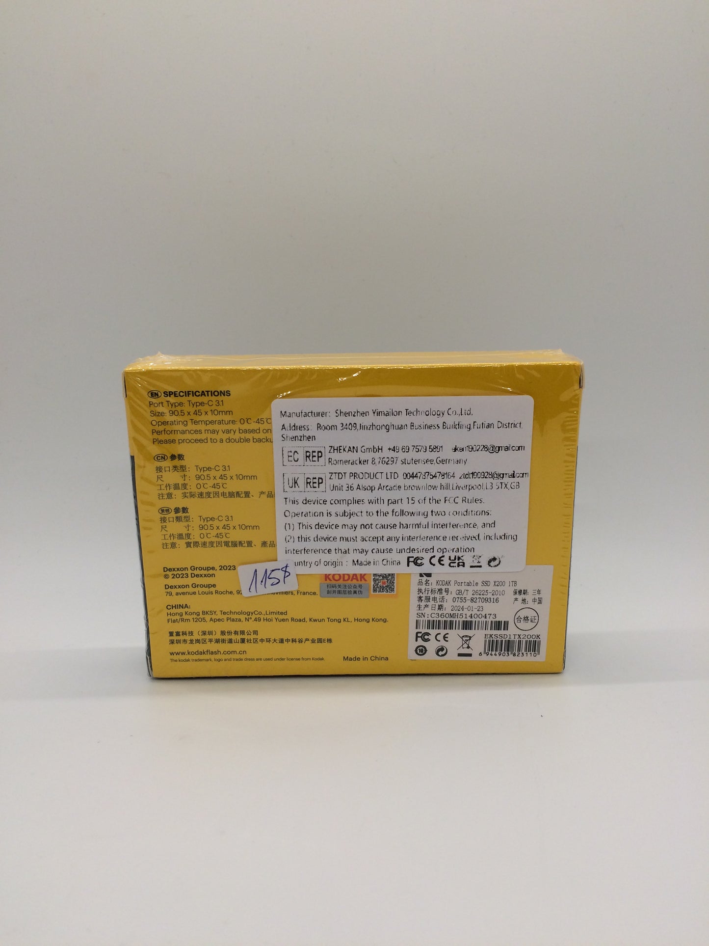 KODAK disque dur Externe Portable SSD X200 Series 1TB